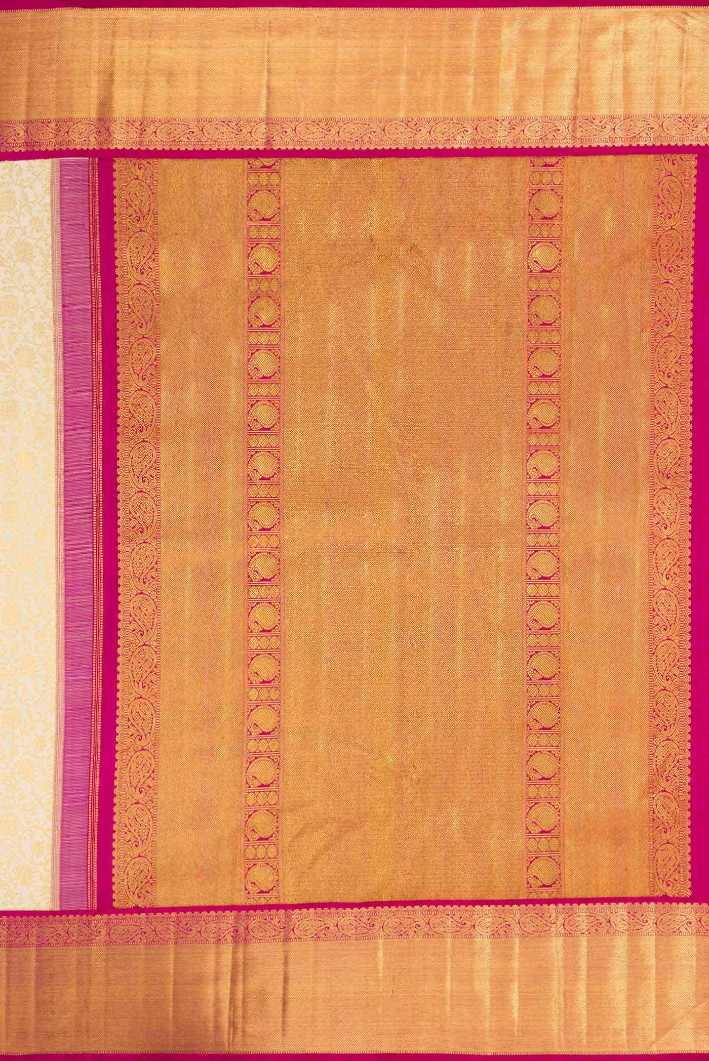 Pure Silk Pure Zari Off White Dual Tone Kanjivaram Saree - Image 5
