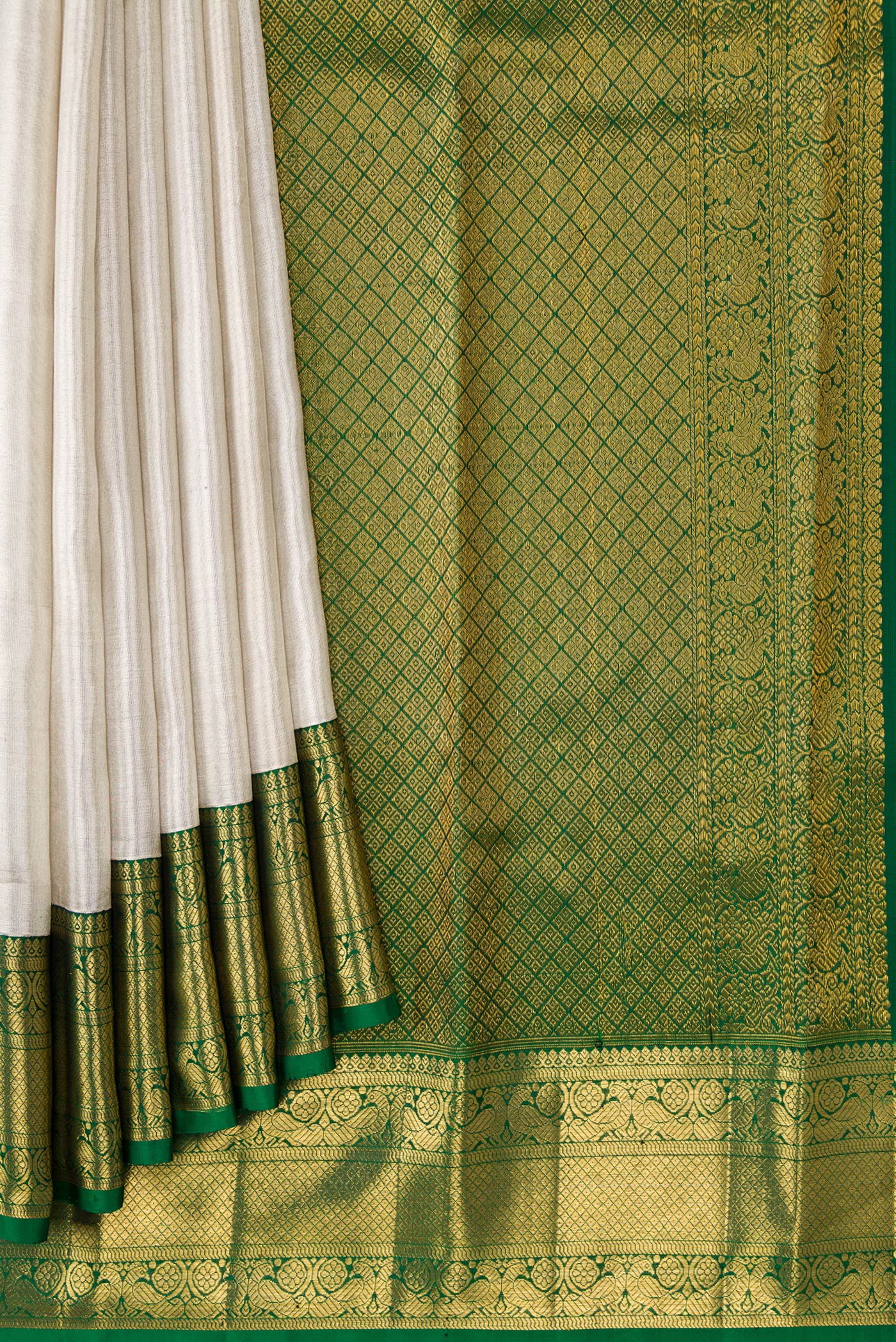 White Kanchipuram Tissue Silk Saree - Image 4