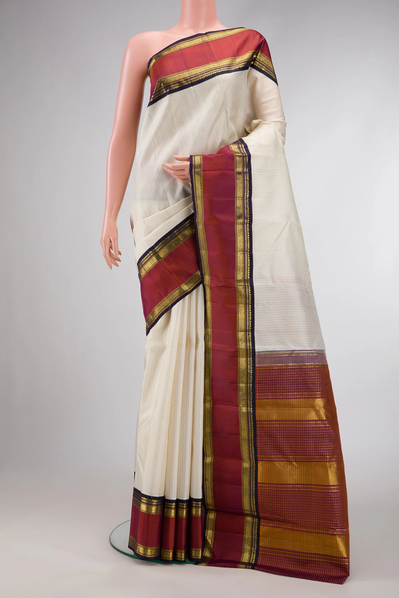 Off White Kanjivaram Silk Saree