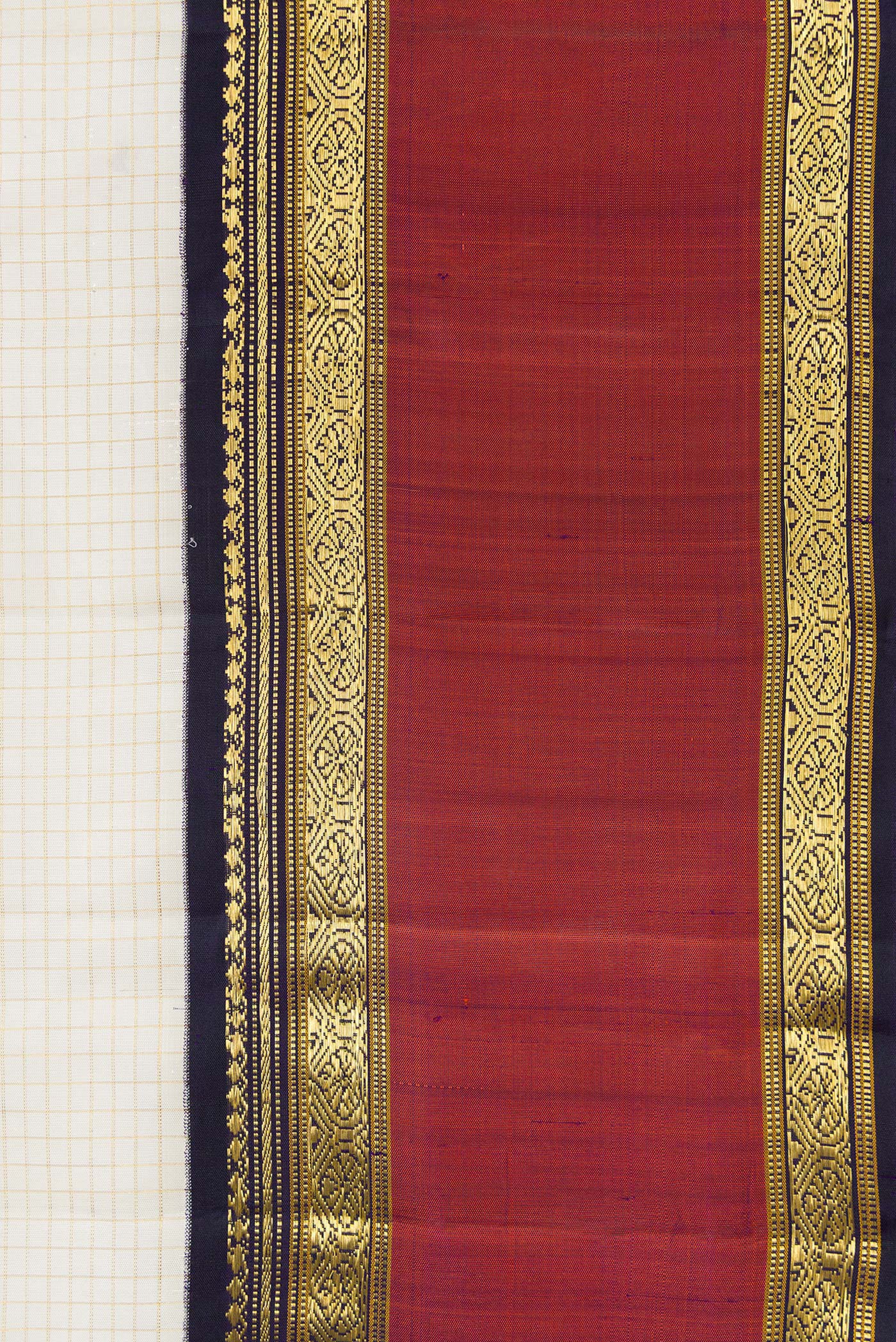 Off White Kanjivaram Silk Saree - Image 3