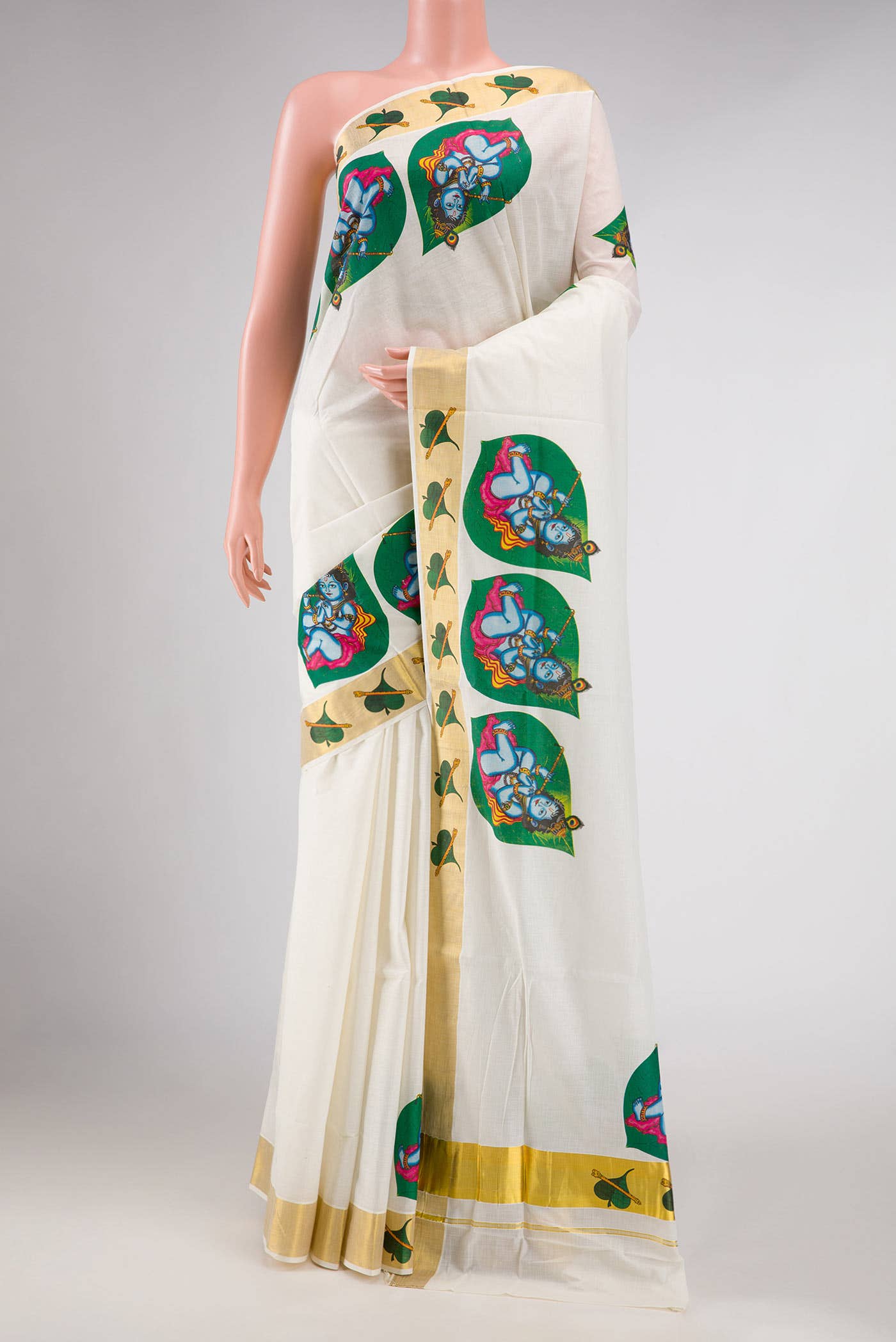 Off White Dual Tone Kerala Cotton Saree