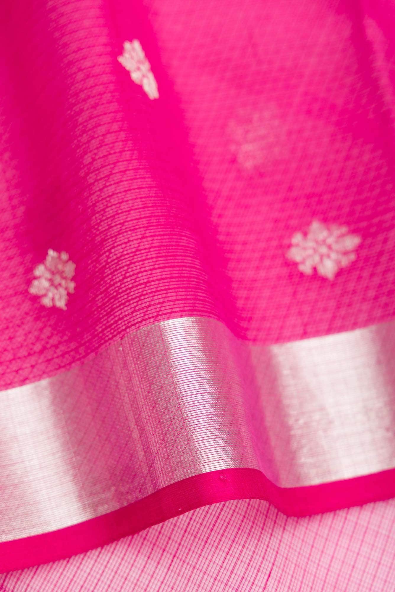 Pure Silk Pure Zari Off White Dual Tone Kota Saree - Image 6