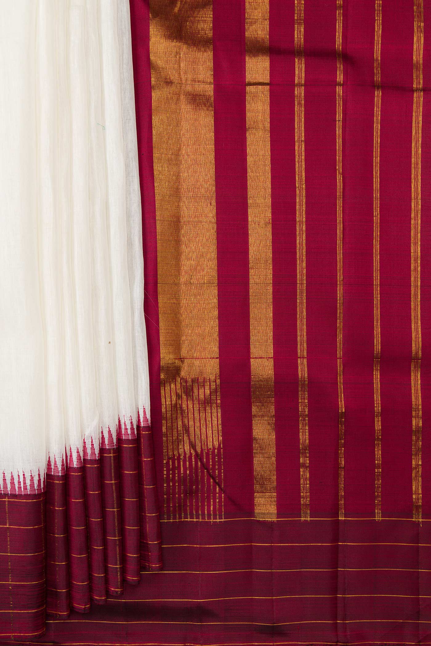 White Kanjivaram Silk Saree - Image 4