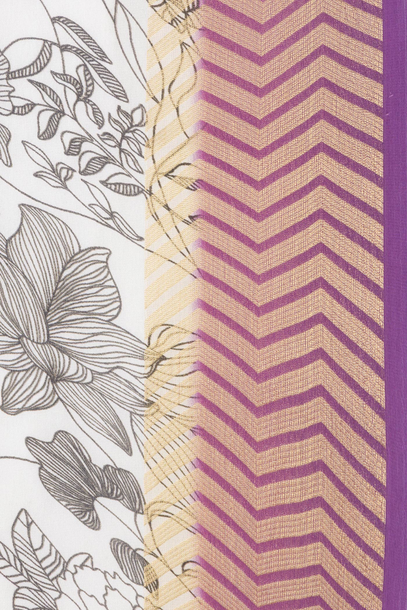 Off White Mysore Georgette Saree - Image 3