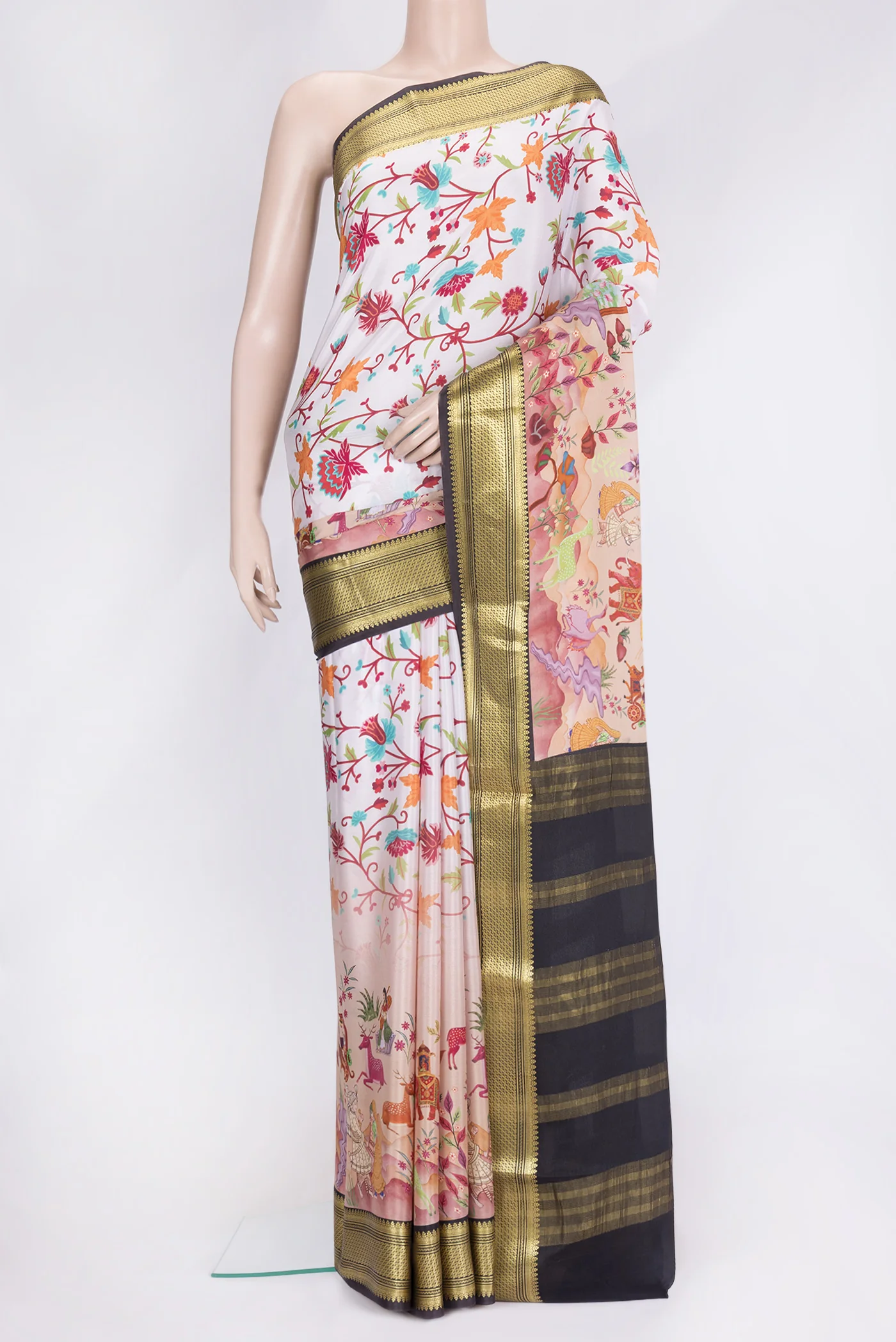 Off White Mysore Crepe Saree
