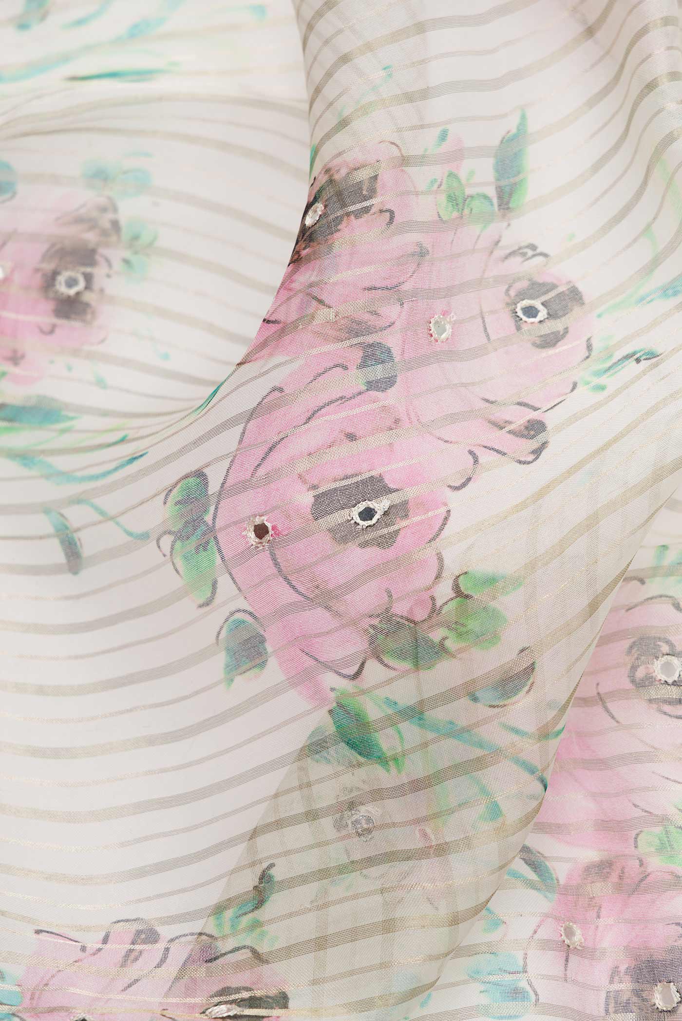 Off White Organza Silk Saree - Image 2