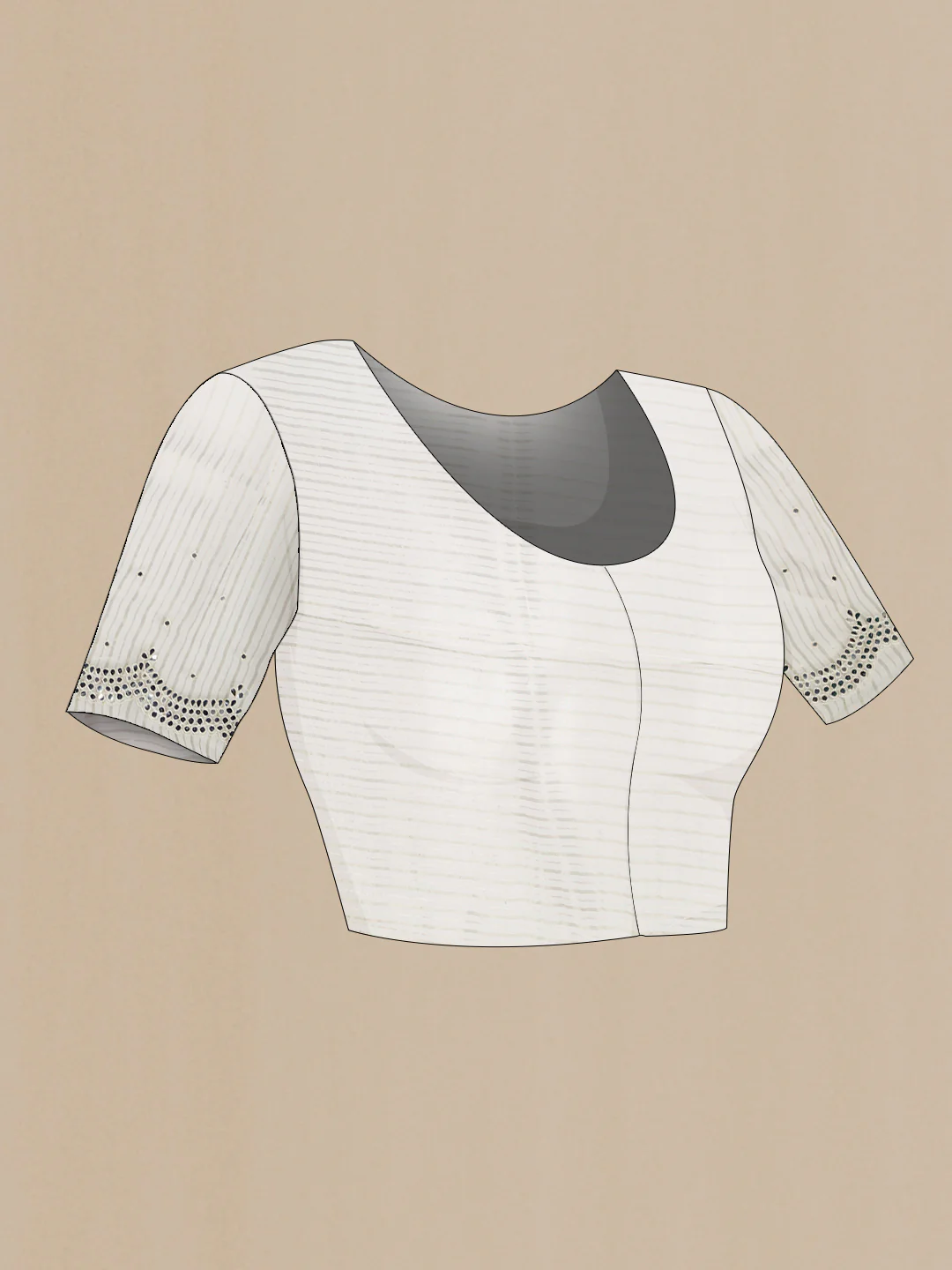 Off White Organza Silk Saree - Image 4