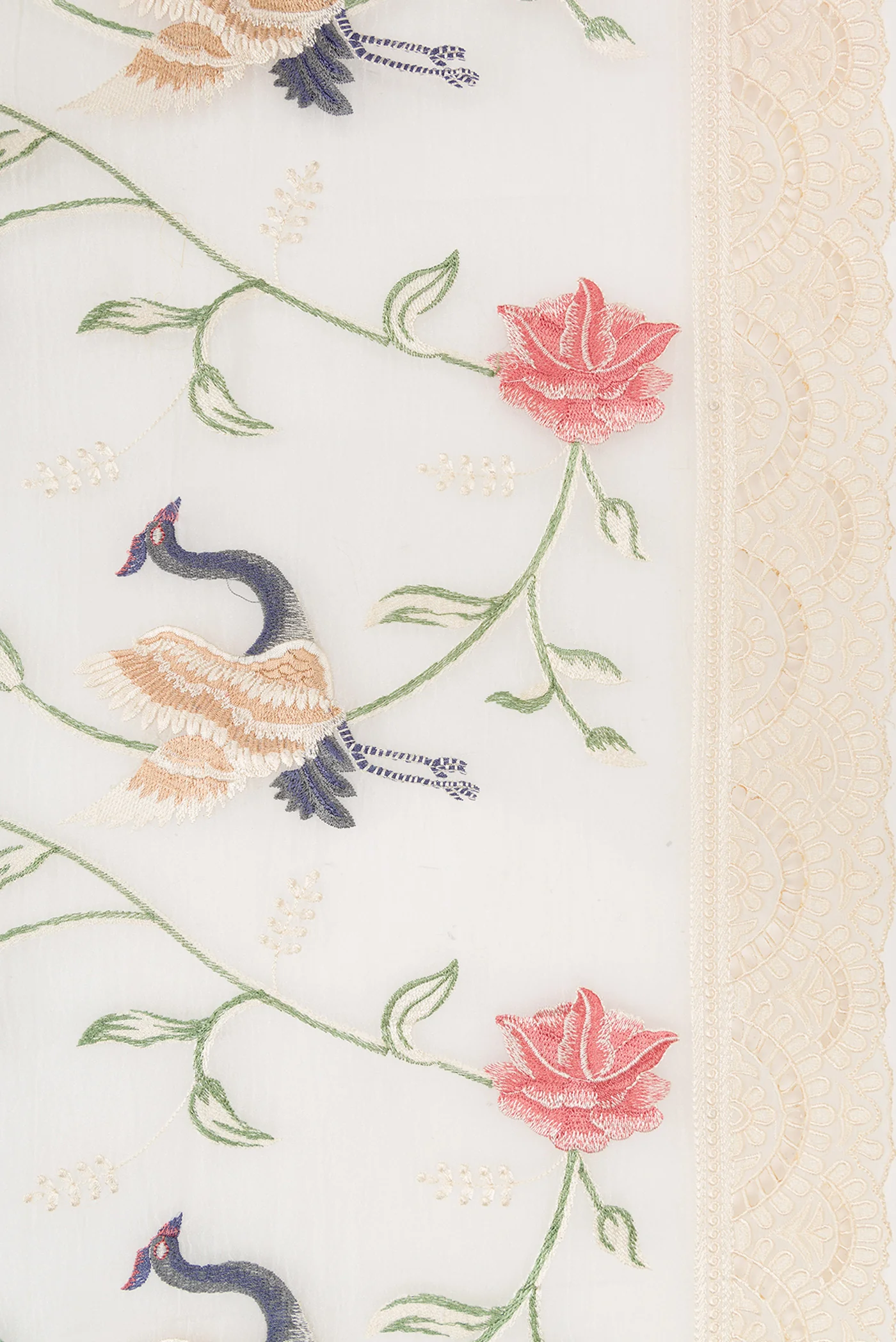 Off White Organza Silk Saree - Image 4