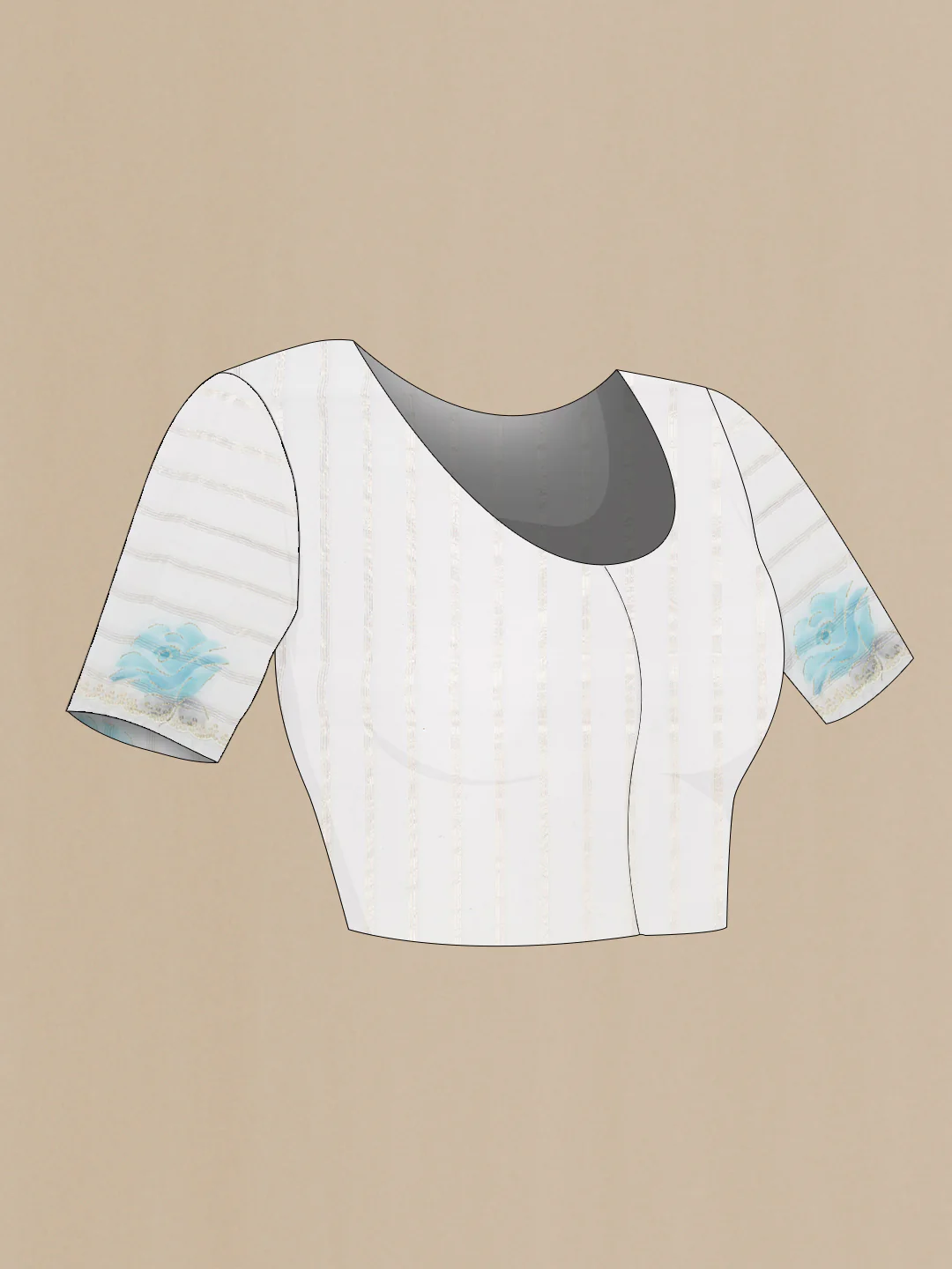 Off White Organza Silk Saree - Image 4
