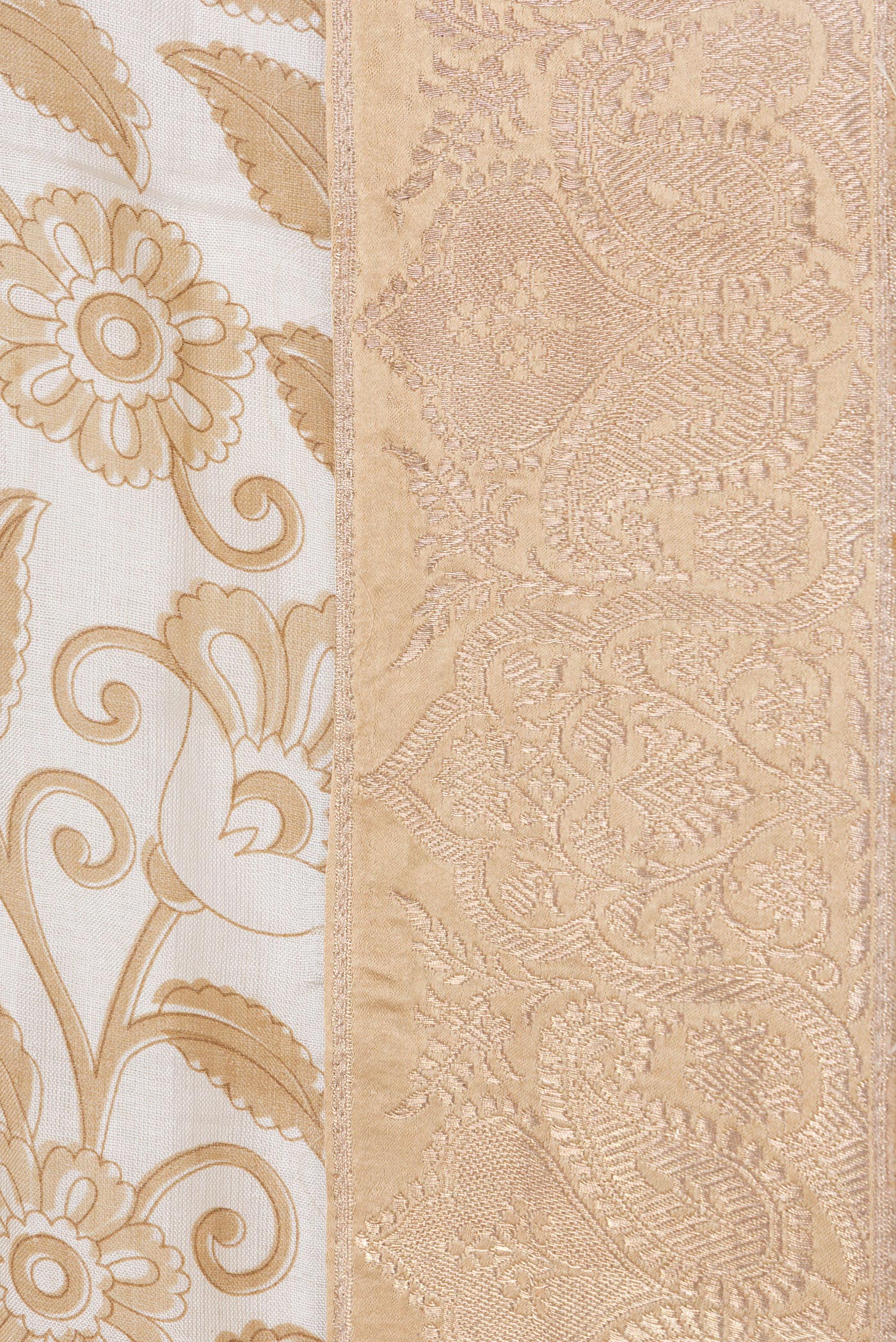Off White Tussar Silk Saree - Image 3