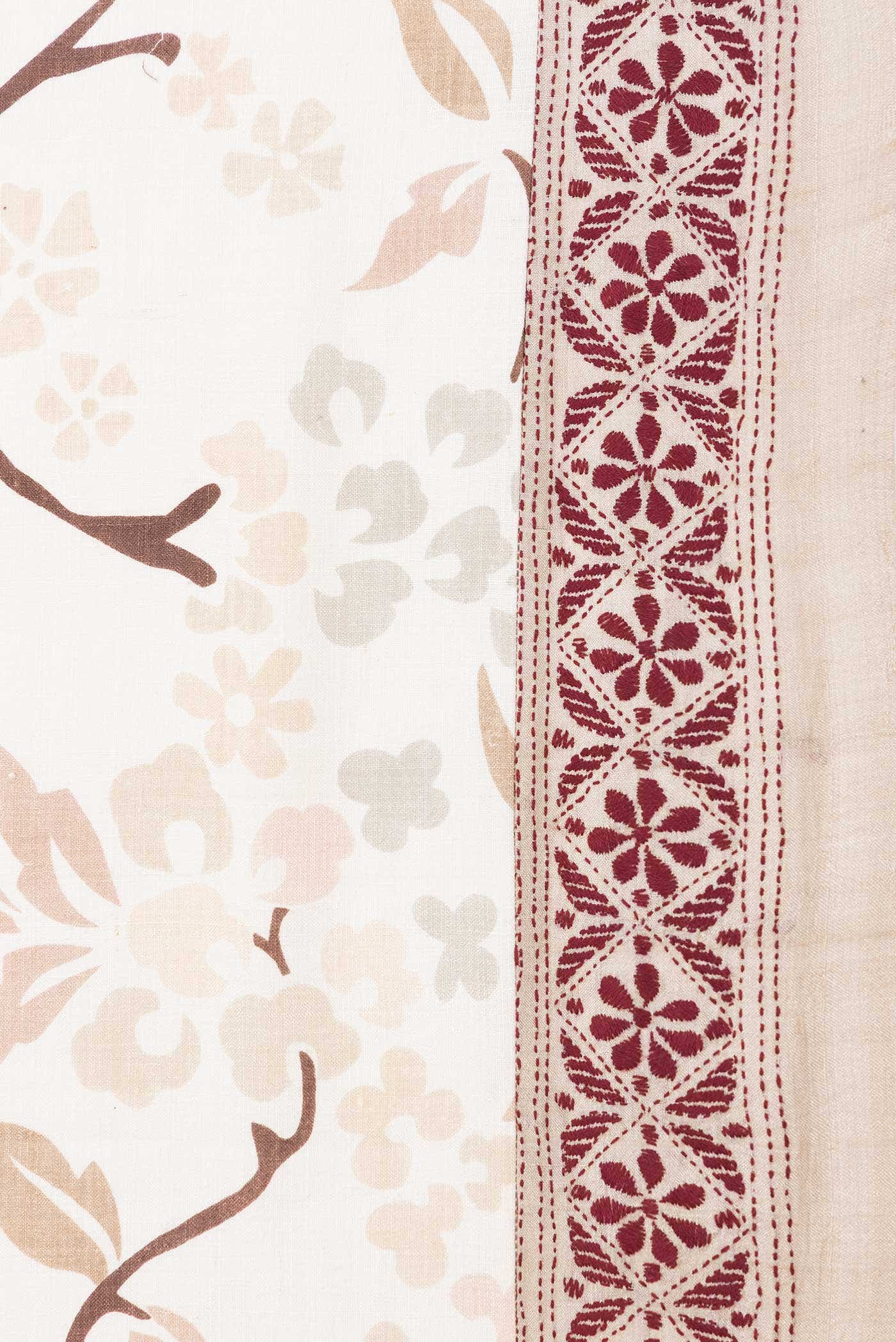 Off White Dual Tone Tussar Silk Saree - Image 5