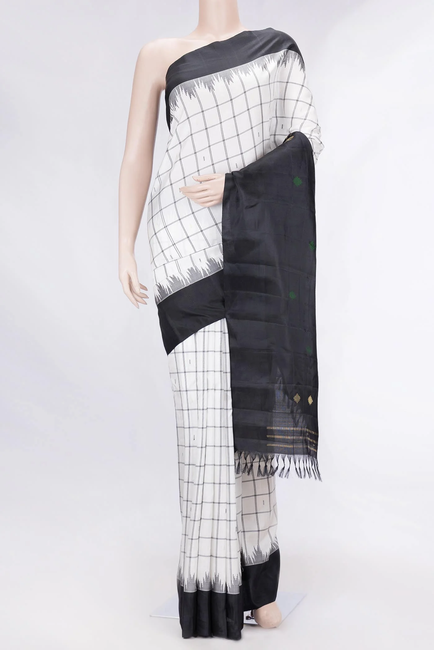 Off White Gadwal Silk Saree