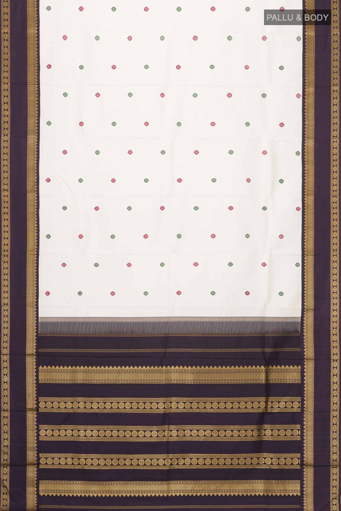 Off White Kanjivaram Silk Saree - Image 6