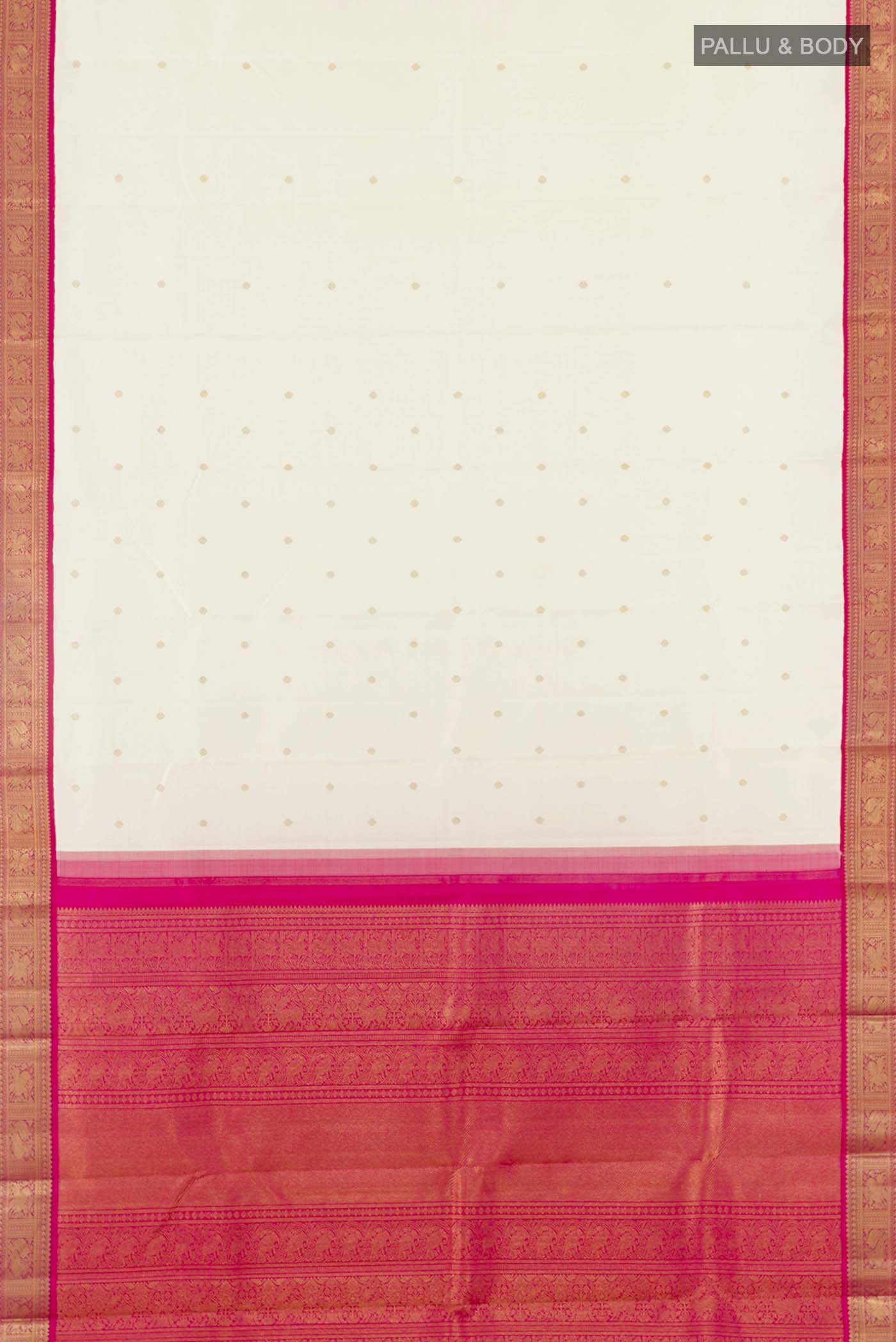 Off White Kanjivaram Silk Saree - Image 6