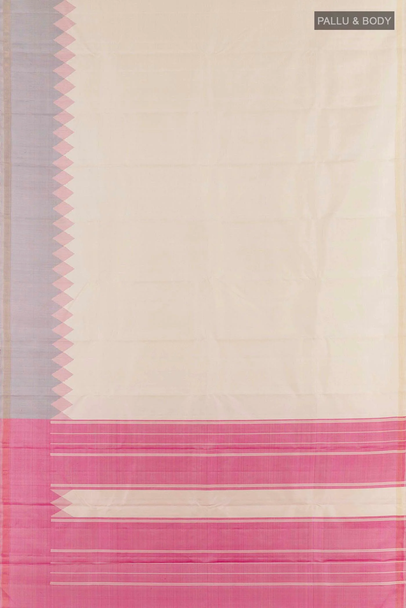 Off White Kanchipuram Silk Saree - Image 6