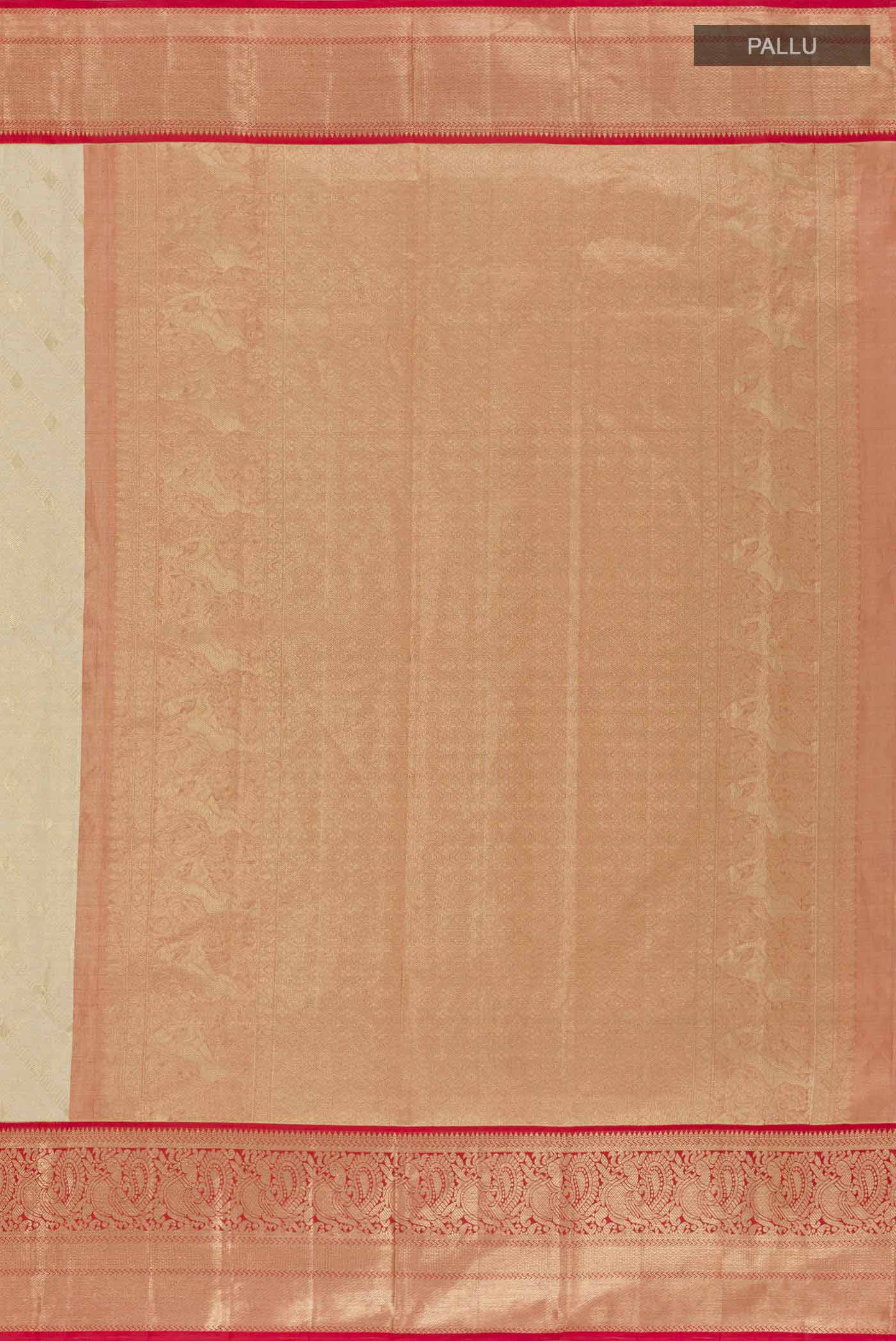 Off White Kanchipuram Silk Saree - Image 6