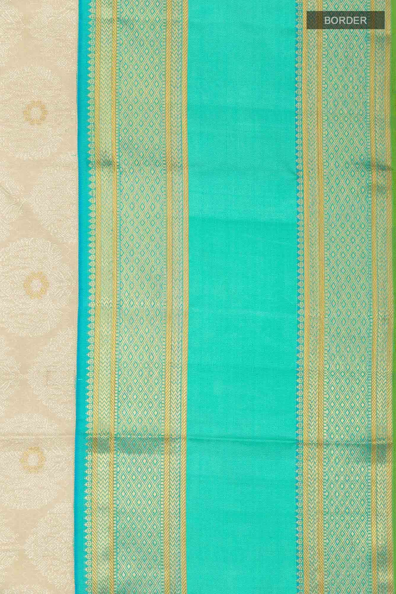 Pure Silk Pure Zari Off White Kanjivaram Saree - Image 5