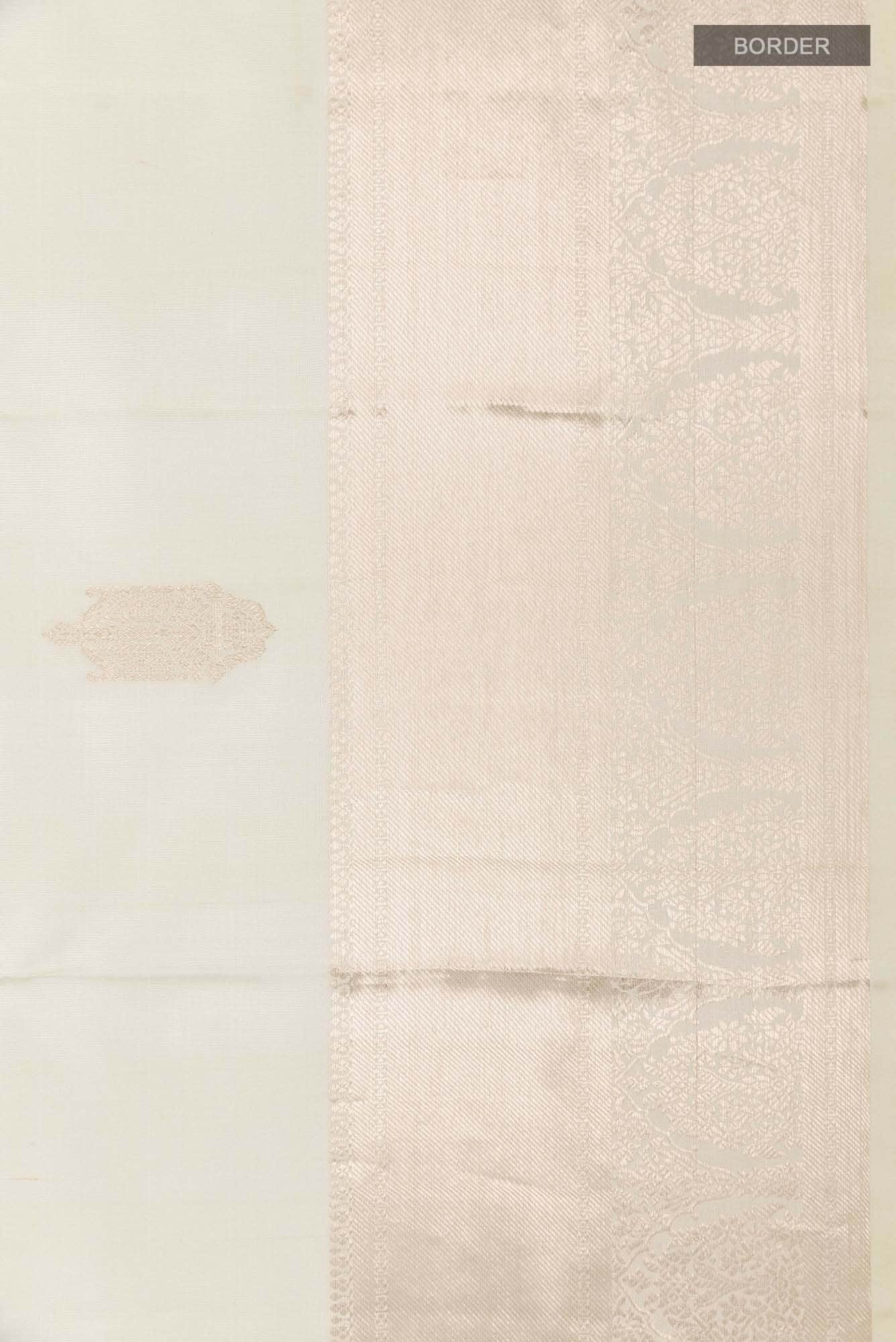 Off White Kanchipuram Silk Saree - Image 5
