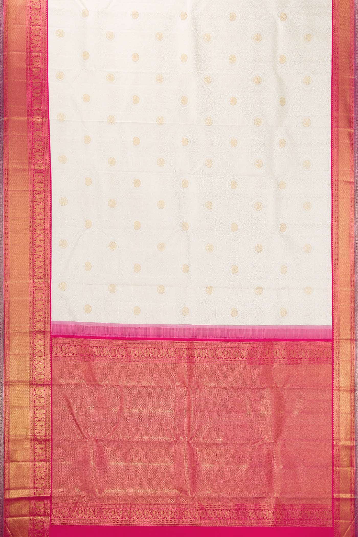 Pure Silk Pure Zari Off White Kanjivaram Saree - Image 4