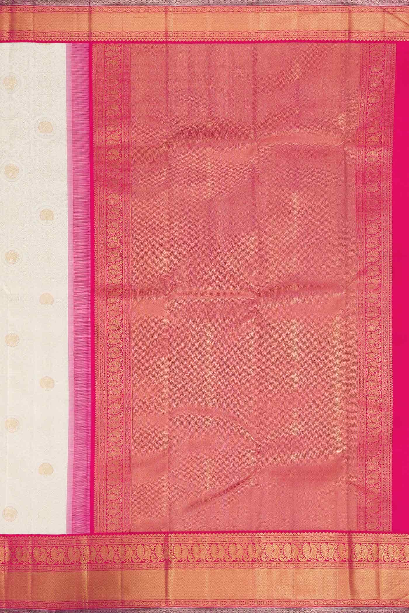 Pure Silk Pure Zari Off White Kanjivaram Saree - Image 5