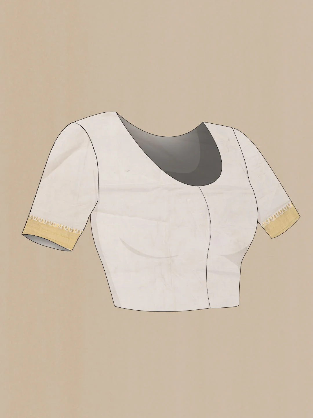 Off White Kerala Cotton Saree - Image 5