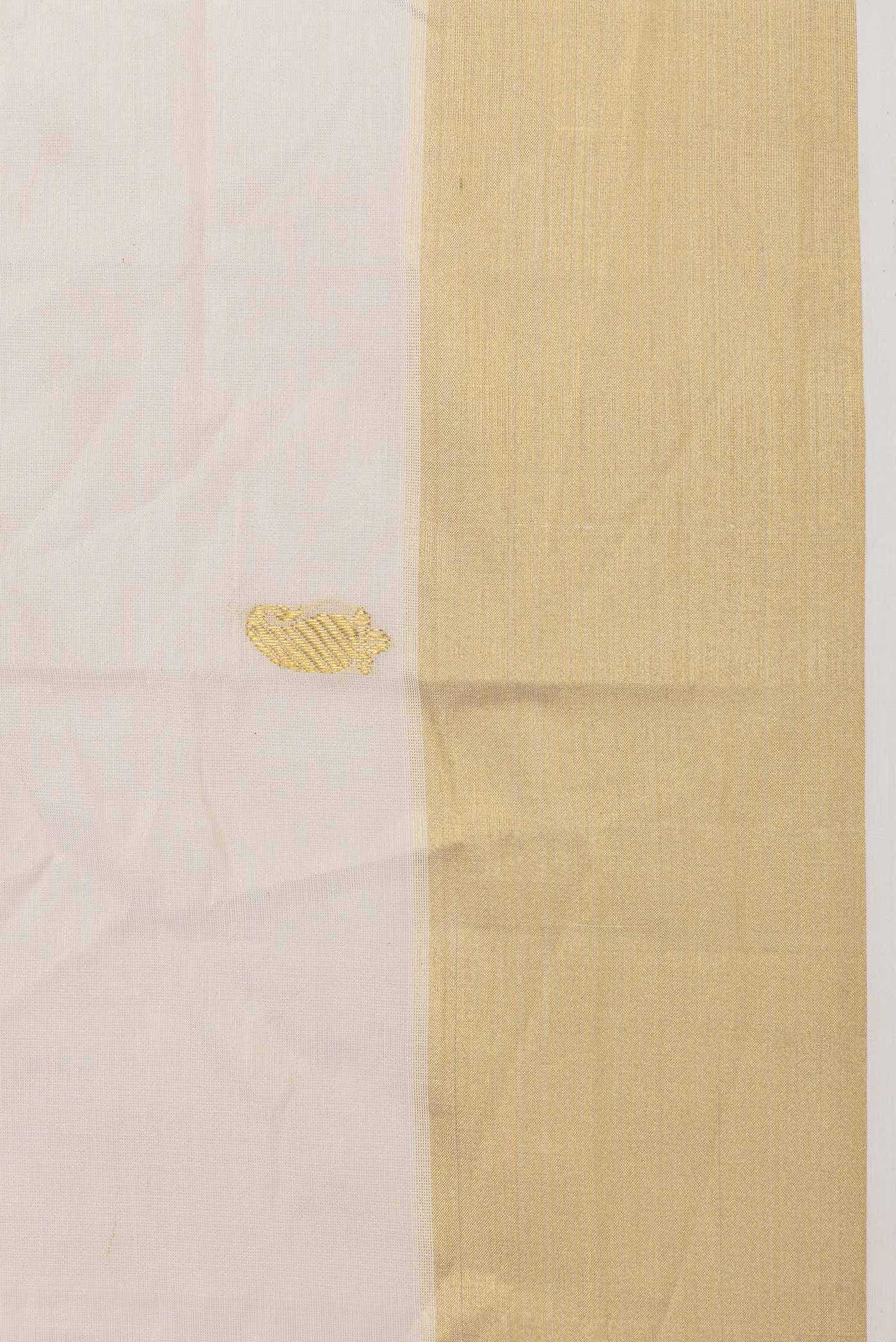 Off White Kerala Cotton Saree - Image 4