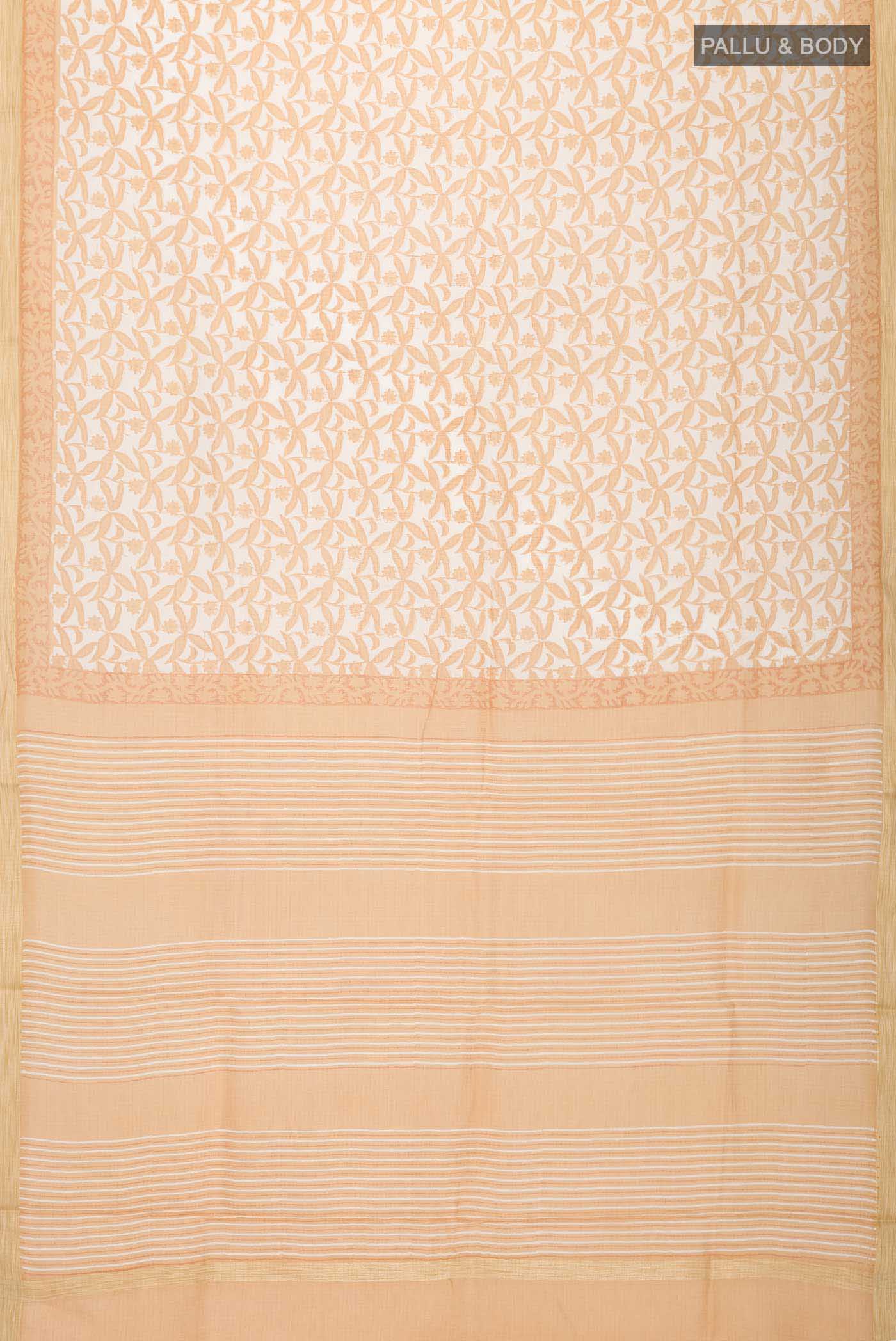 Off White Kota Cotton Saree - Image 3