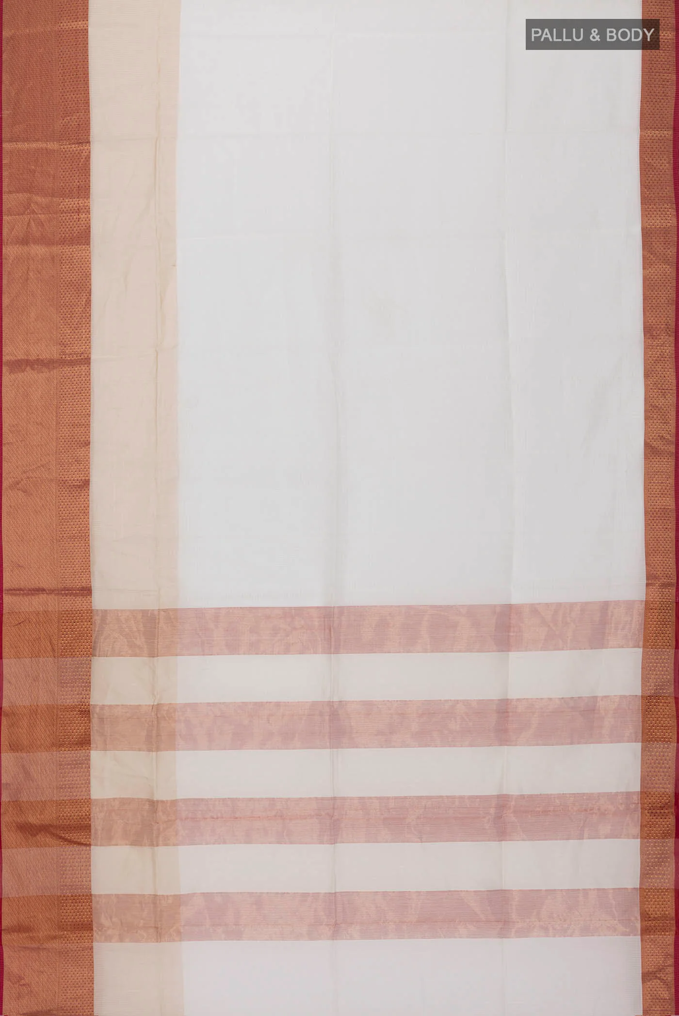 Off White Maheshwari Silk Saree - Image 3