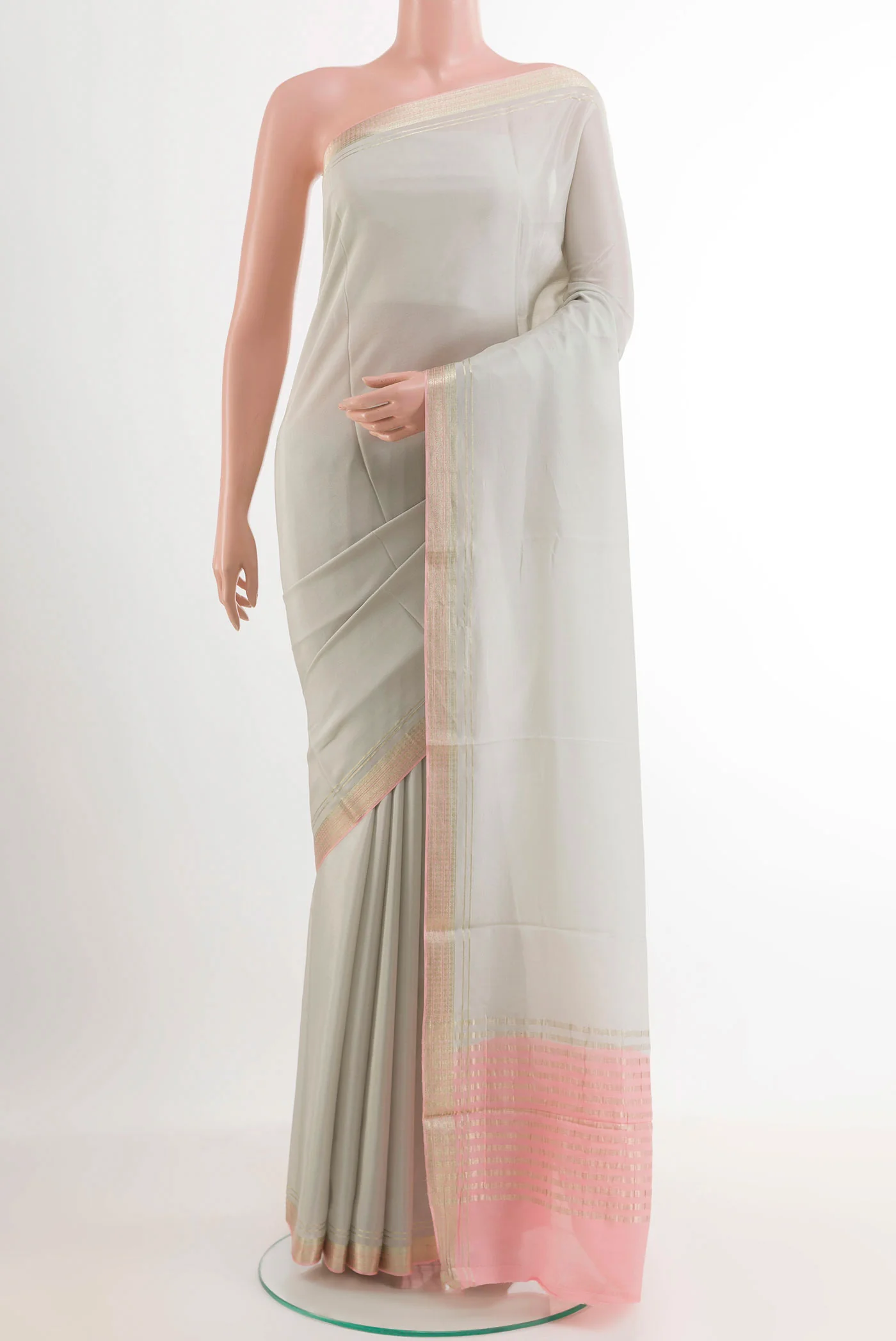Off White Mysore Crepe Saree