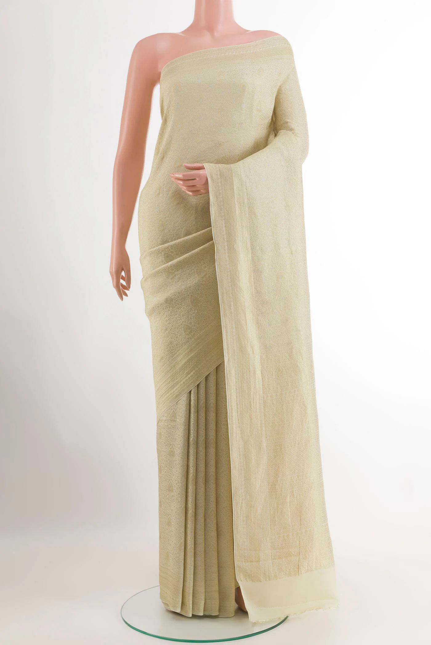 Off White Mysore Crepe Saree