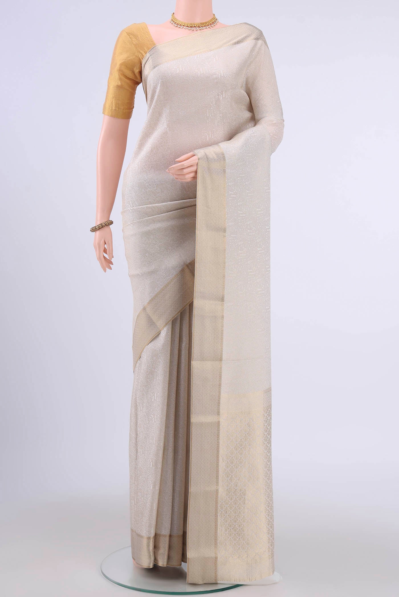 Off White Mysore Crepe Saree