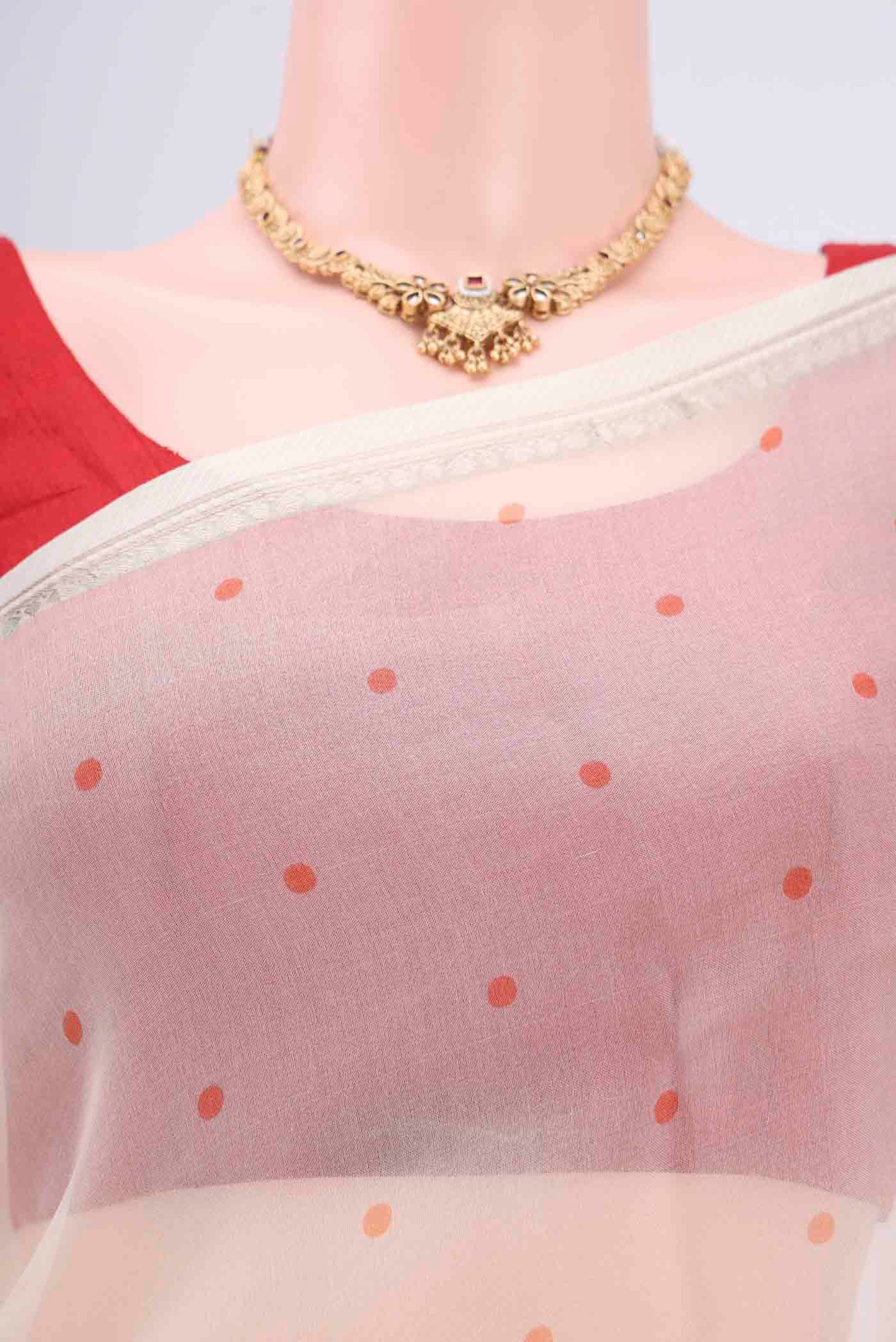 Off White Organza Silk Saree - Image 2