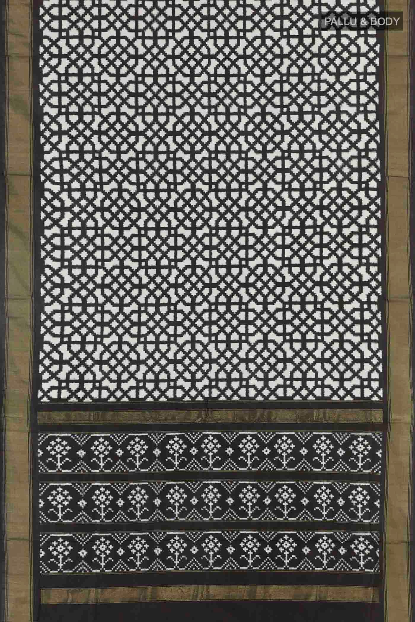 Off White Pochampally Silk Saree - Image 5