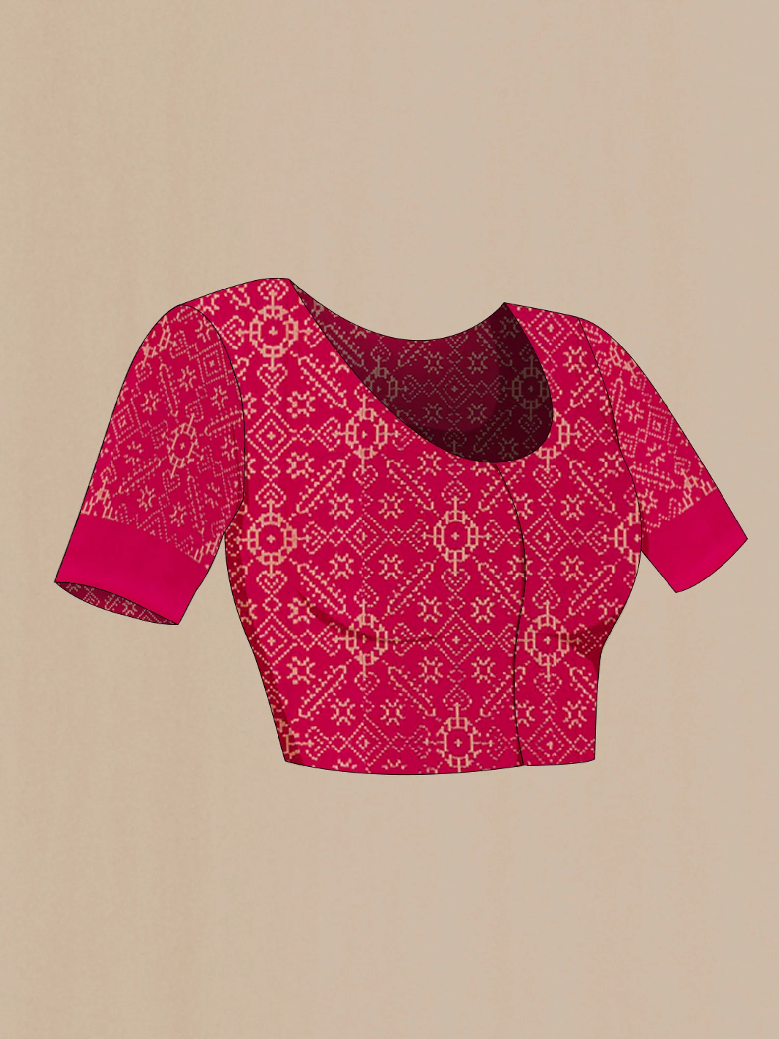 Cream Pochampally Silk Saree - Image 2