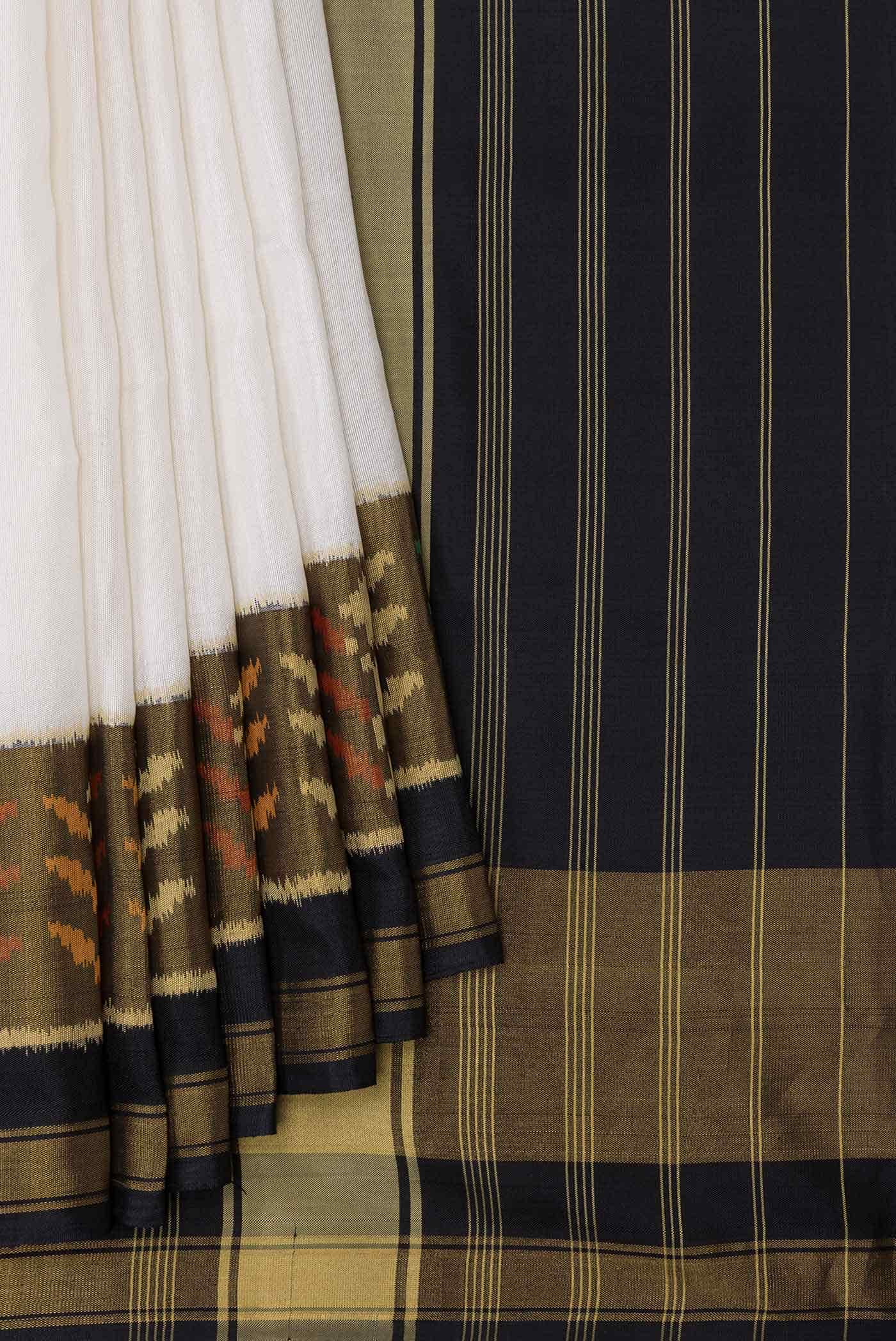 Off White Rajkot Patola Silk Saree - Image 2