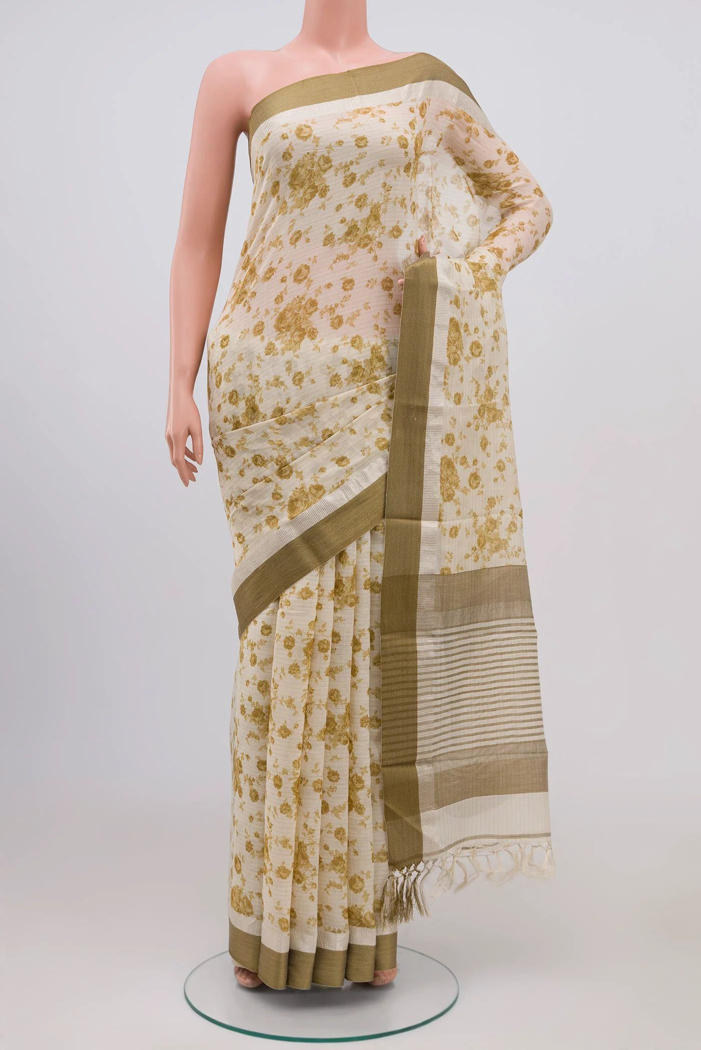 Off White Tussar Saree