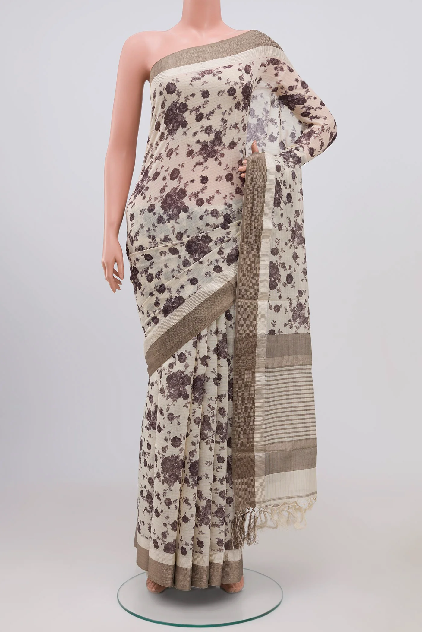 Off White Tussar Saree