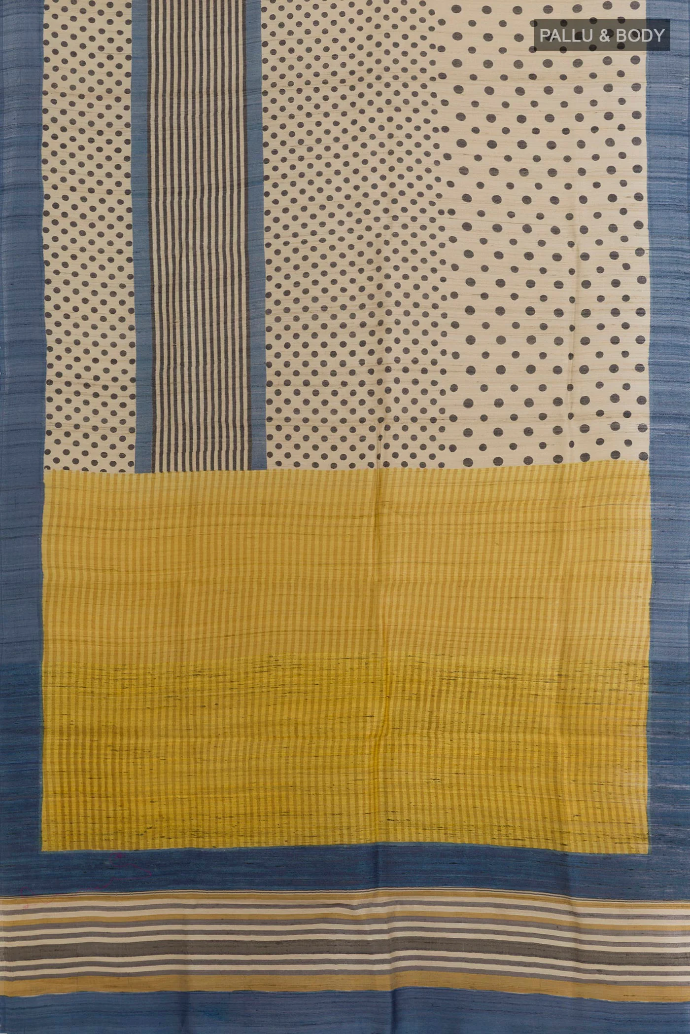 Beige Tussar Silk Saree - Image 3