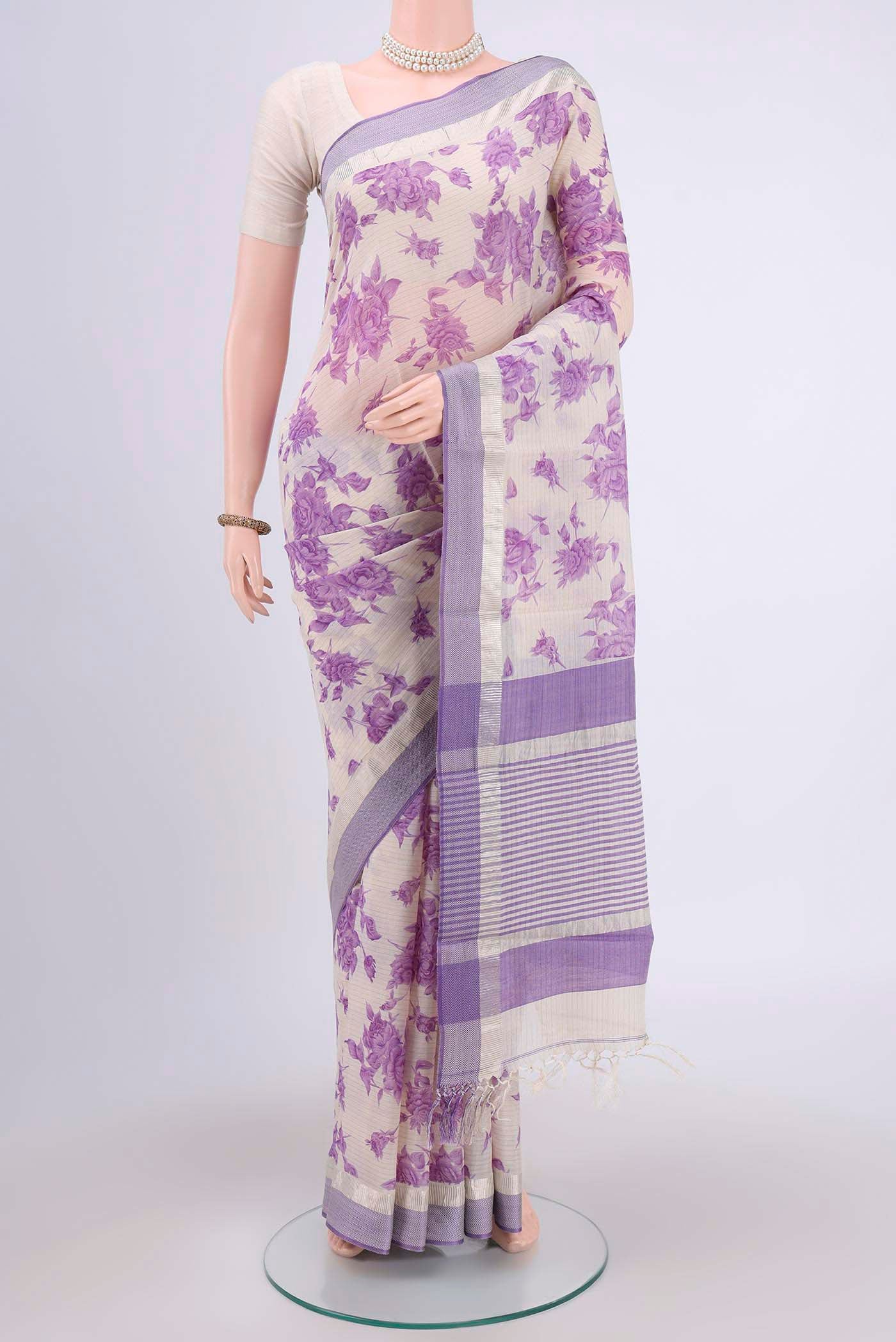 Cream Tussar Saree