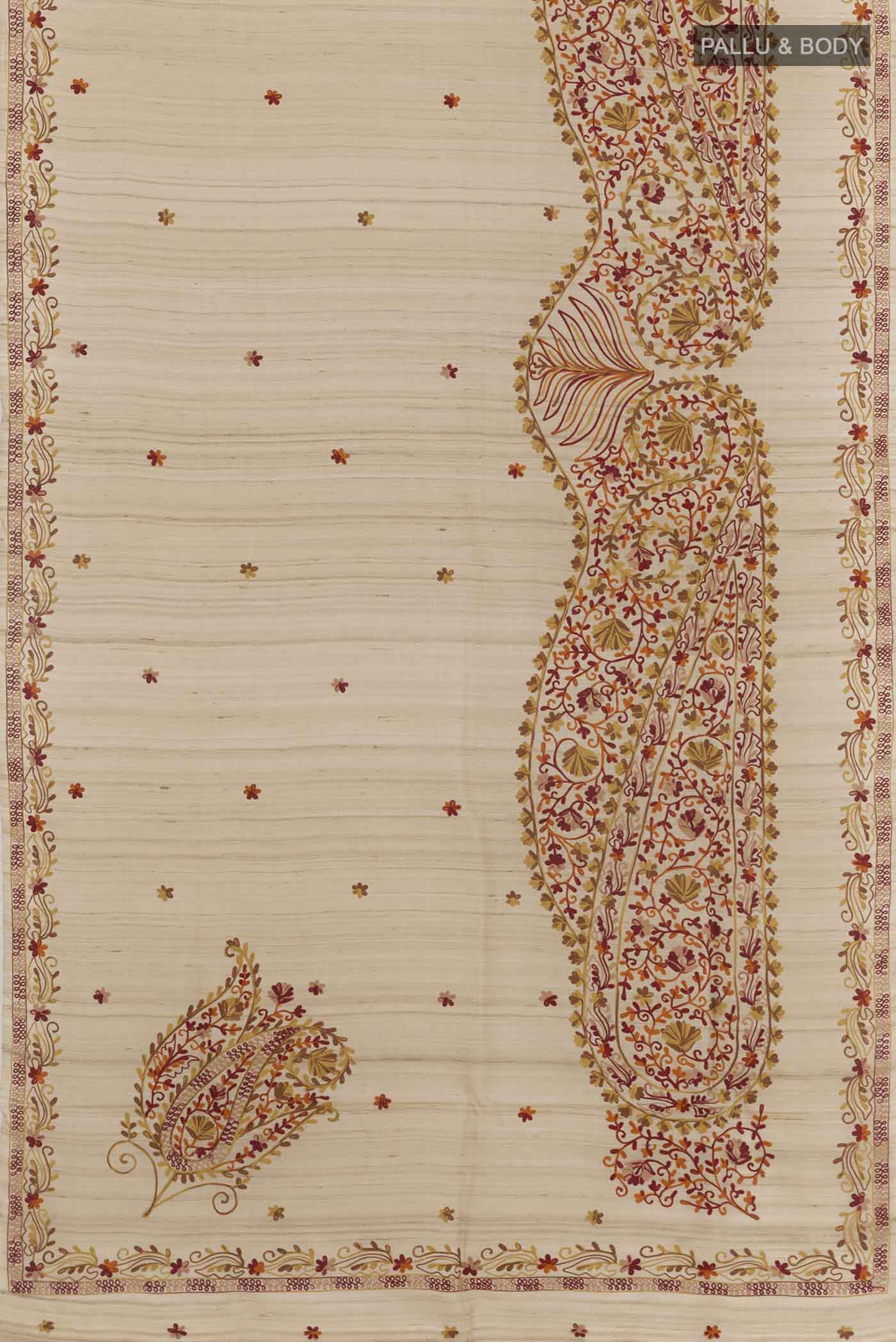 Beige Tussar Saree - Image 3