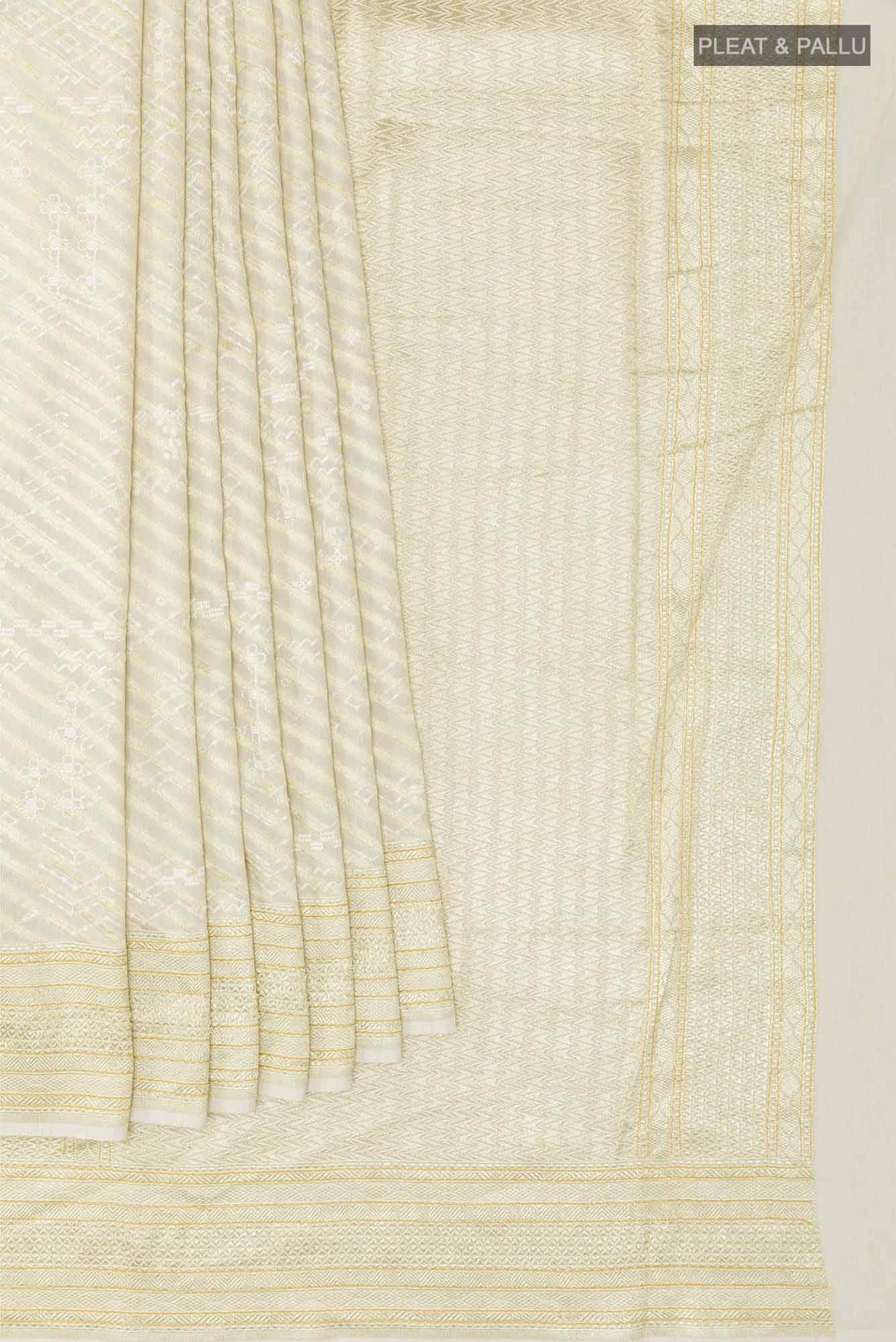 Off White Tussar Saree - Image 2