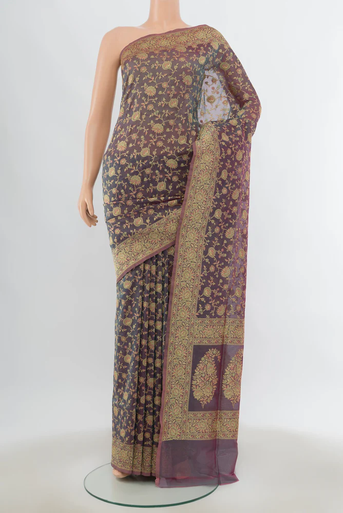Green with pink Color Banarasi Silk Saree