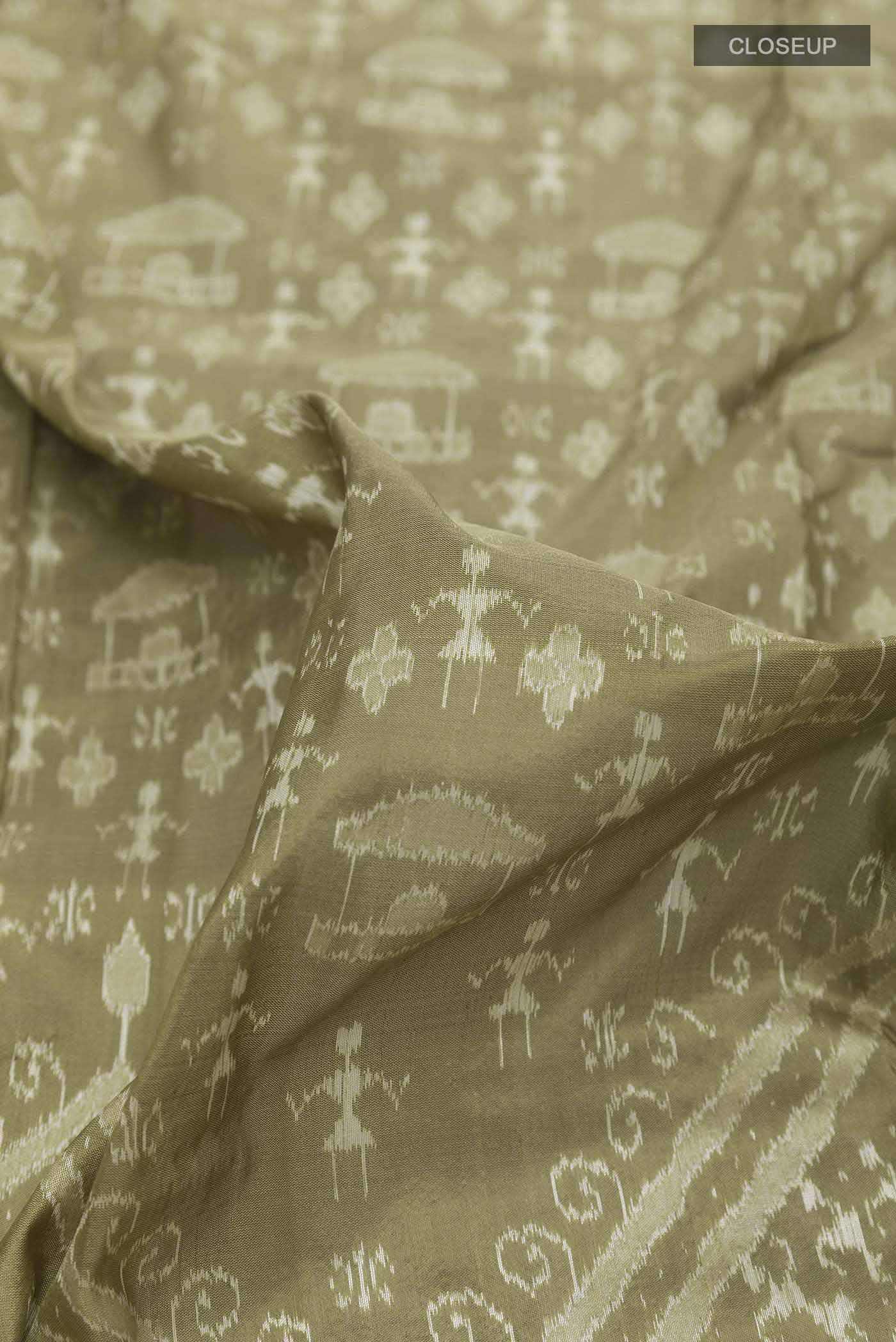 Olive Green Orissa Silk Saree - Image 2