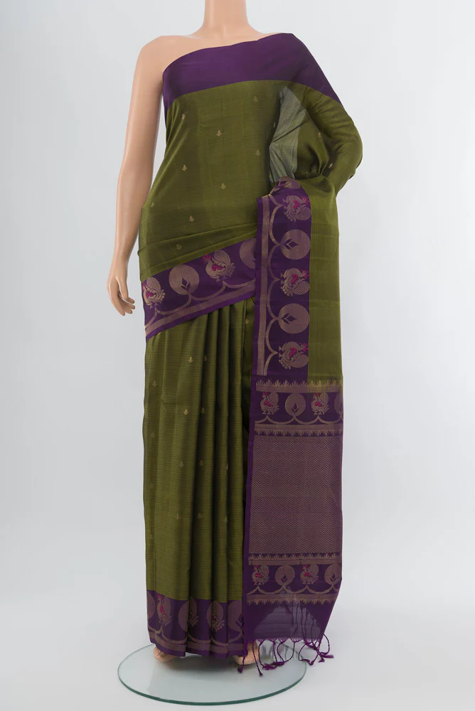 Olive Green Soft Silk Saree