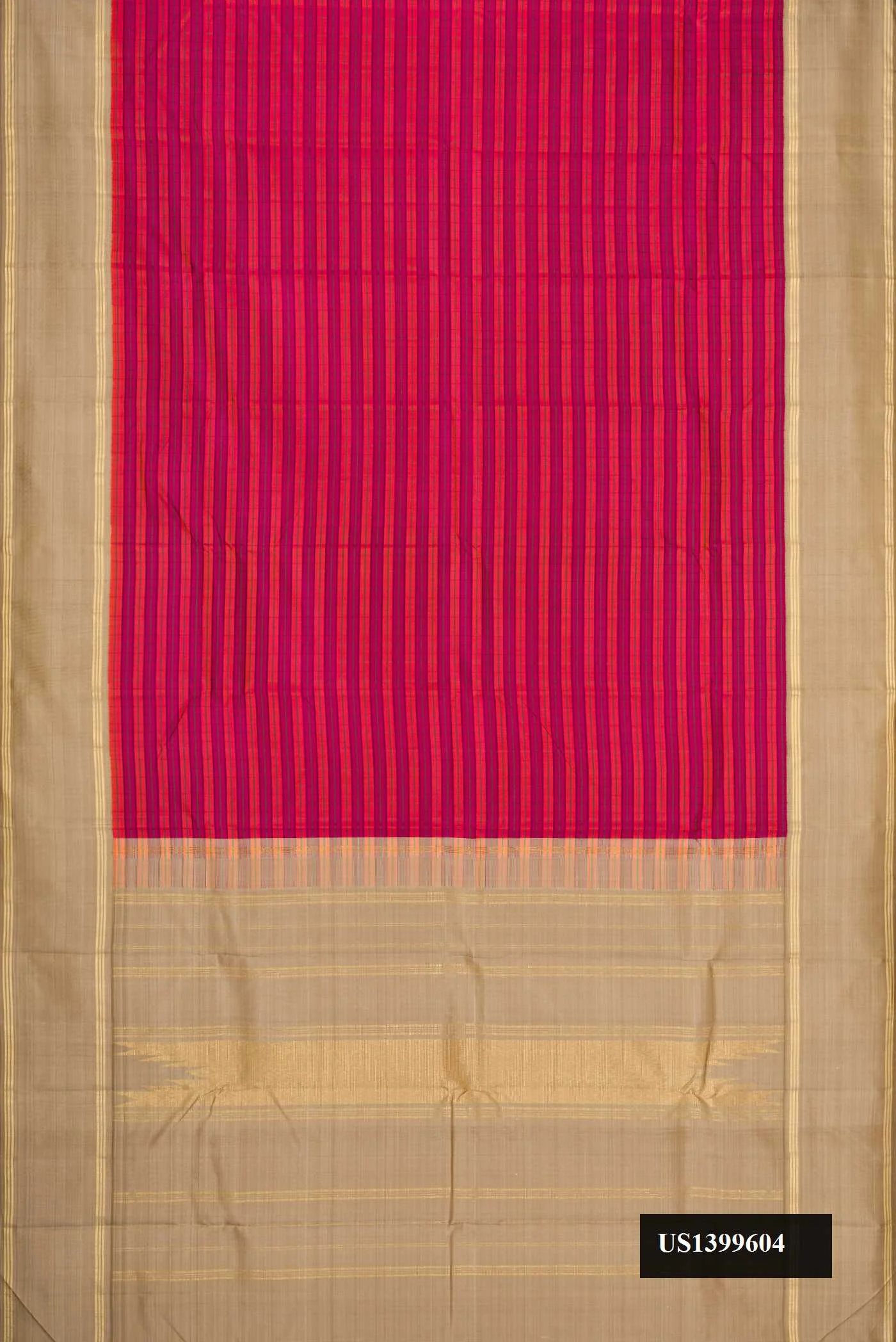 Orange and Magenta Dual Tone Kanchipuram Silk Saree