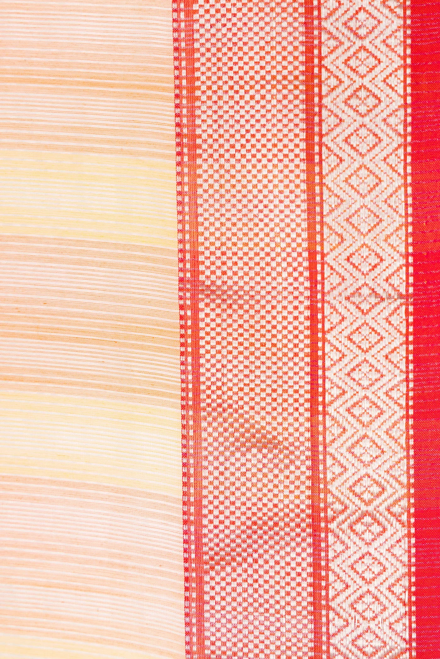 Orange and Yellow Color Maheshwari Silk Saree - Image 3