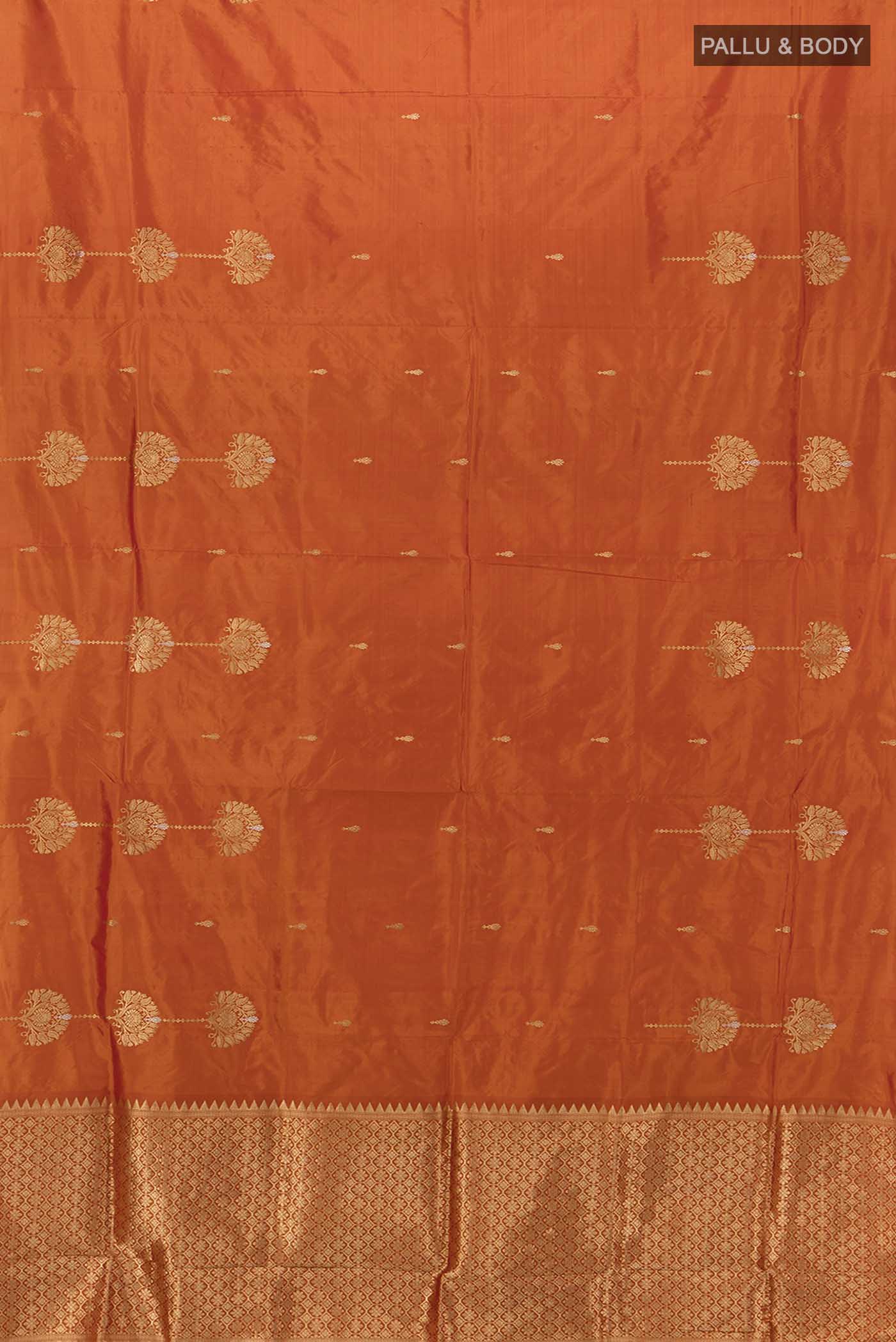 Orange Banarasi Katan Silk Saree - Image 5