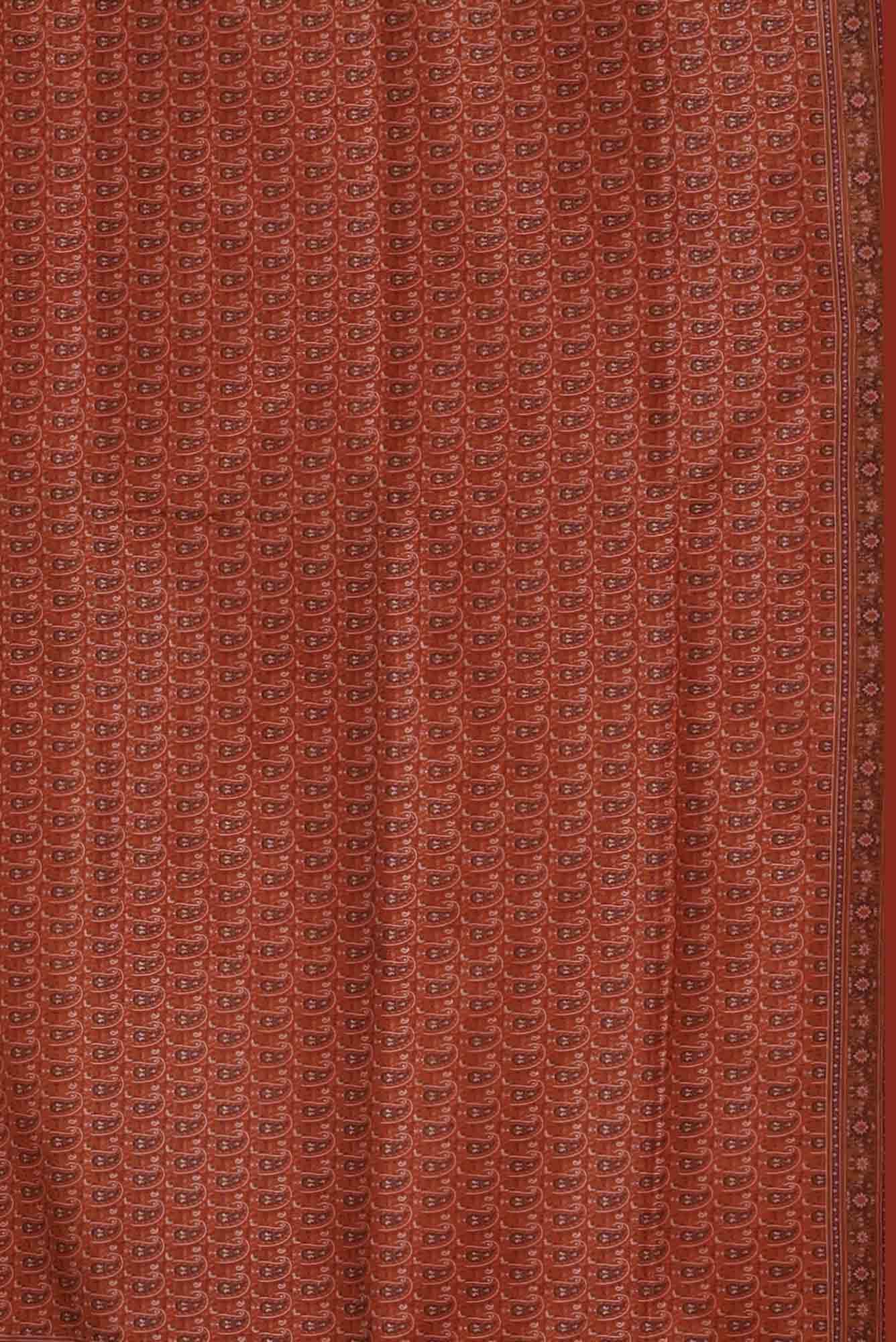 Rust Banarasi Tanchoi Silk Saree - Image 5