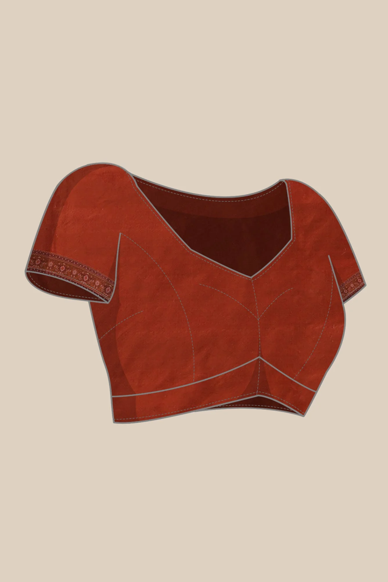 Rust Banarasi Tanchoi Silk Saree - Image 6