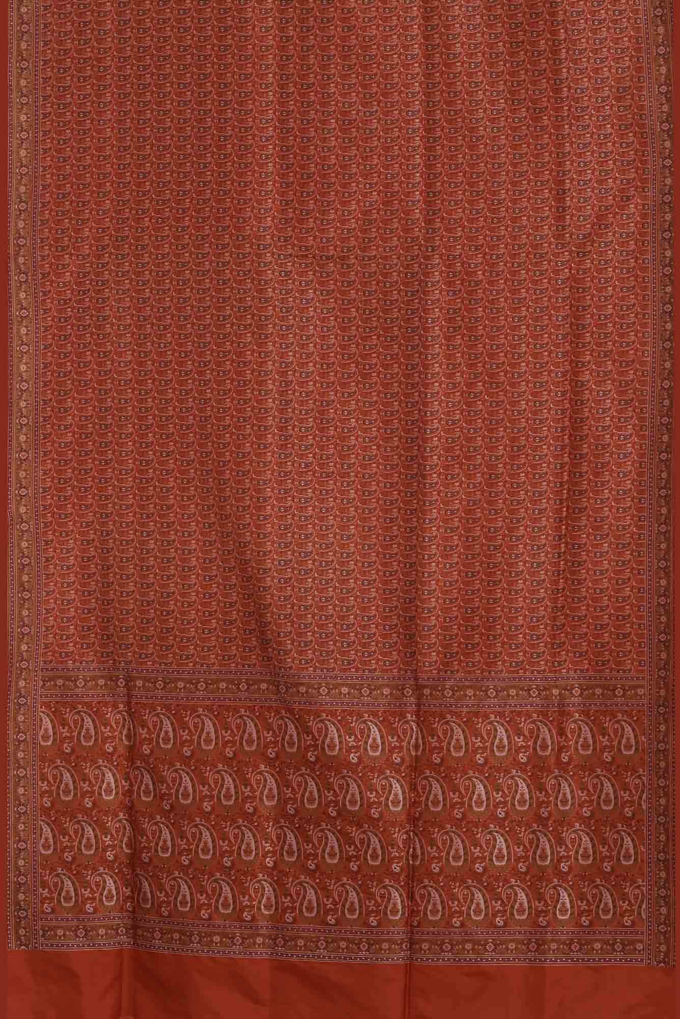 Rust Banarasi Tanchoi Silk Saree - Image 9